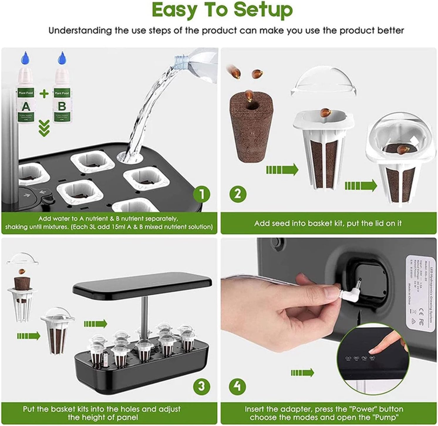 Indoor Herb Garden Hydroponics Growing System with Grow Lights,Indoor Gardening System for Home Kitchen, Hydroponics Supplies with Cycle Pump & Timing image number 6