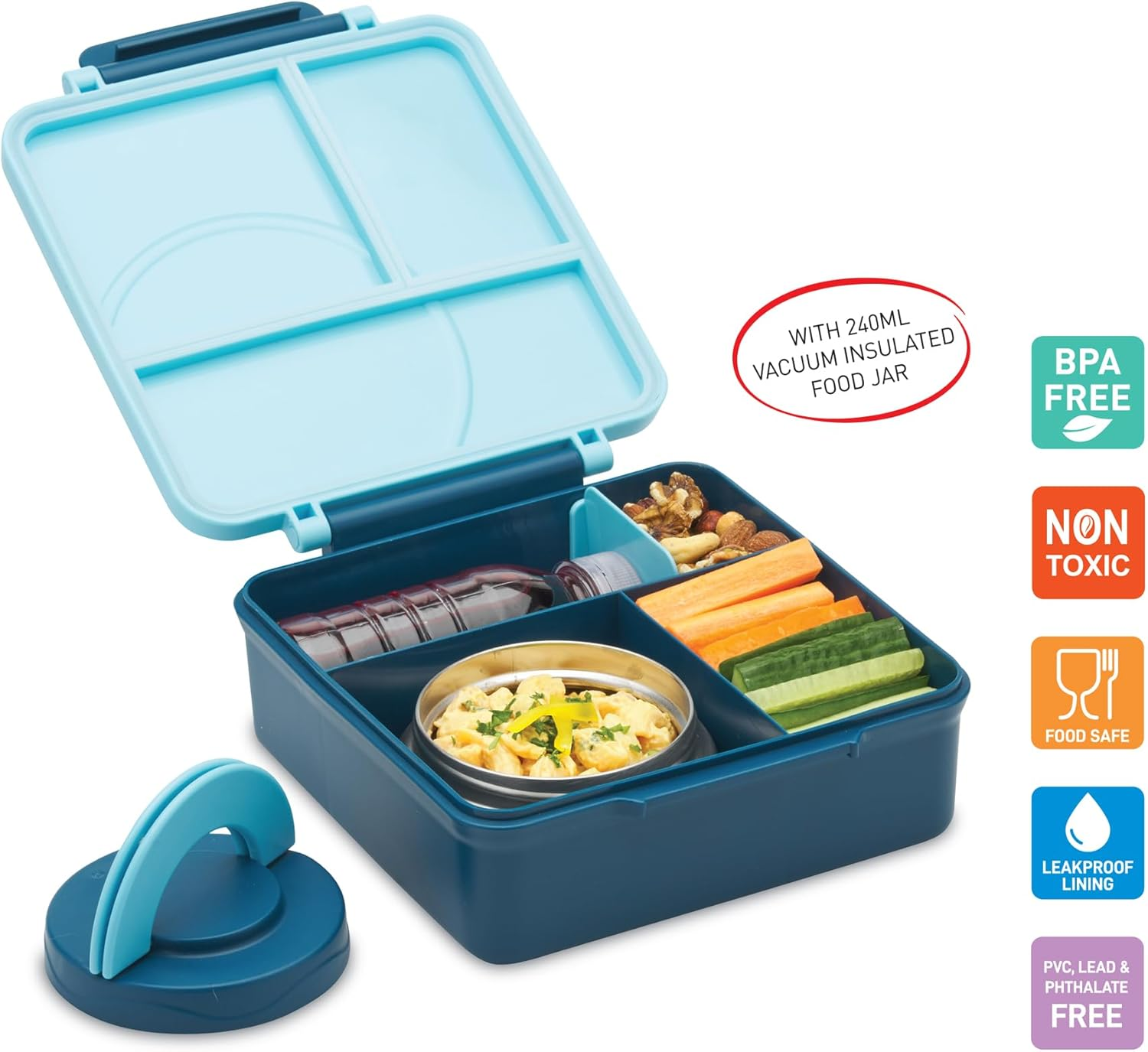 Yumyum Kids Bento Lunch Box with Insulated Food Jar, Blue image number 1