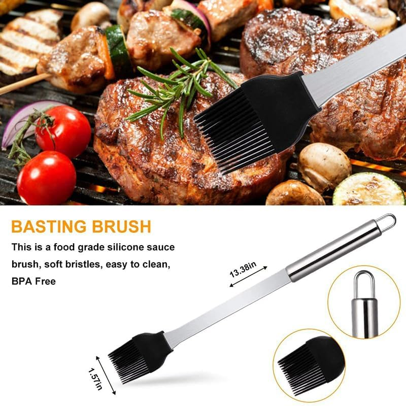 Deluxe Stainless Steel BBQ Grilling Tool Set with Apron - Complete Outdoor Barbecue Accessories Kit for Men and Women - Perfect for Picnics, Parties, and Home Grilling