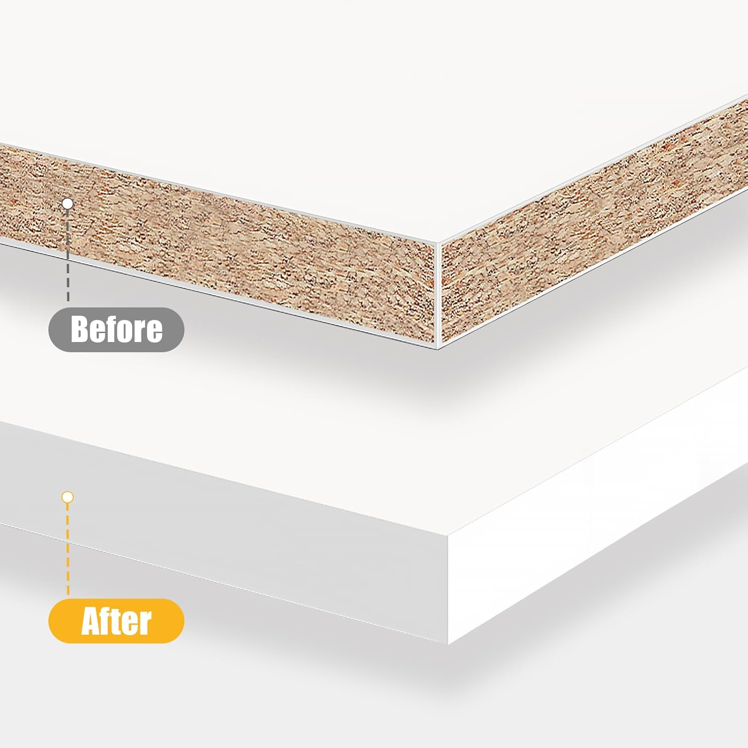 White Self-Adhesive Veneer Edging Strip,Furniture Edge Banding Trim,Kitchen Worktop Tape Skin-Feel,1Cm X 10M image number 4