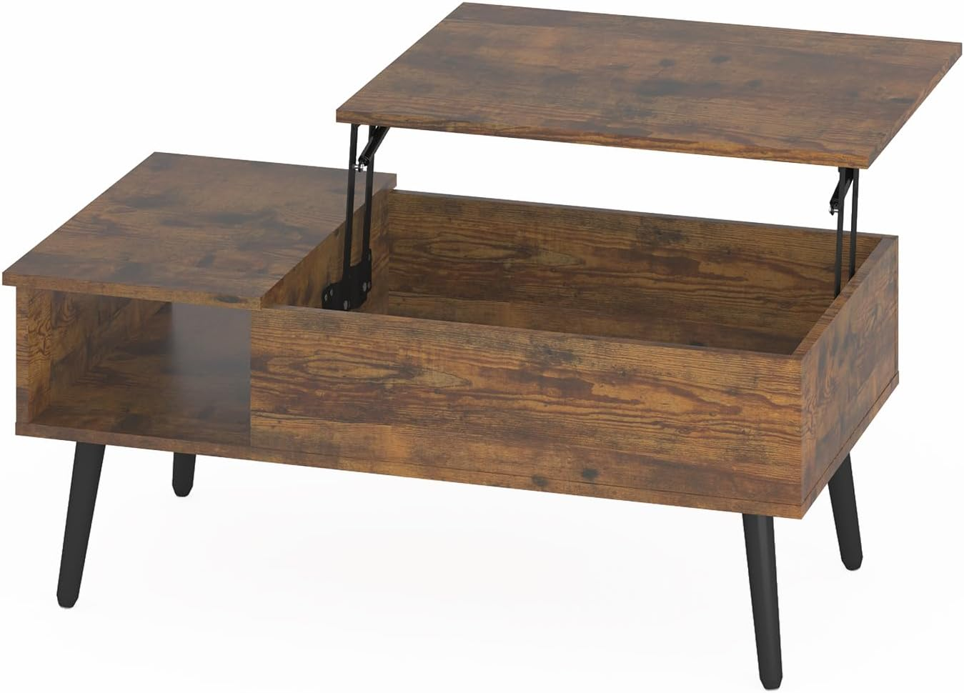 Ufurniture Lift Top Coffee Table with Hidden Storage, Gas Lift Tabletop Dining Table with Storage Shelf for Home Living Room, Office, Walnut