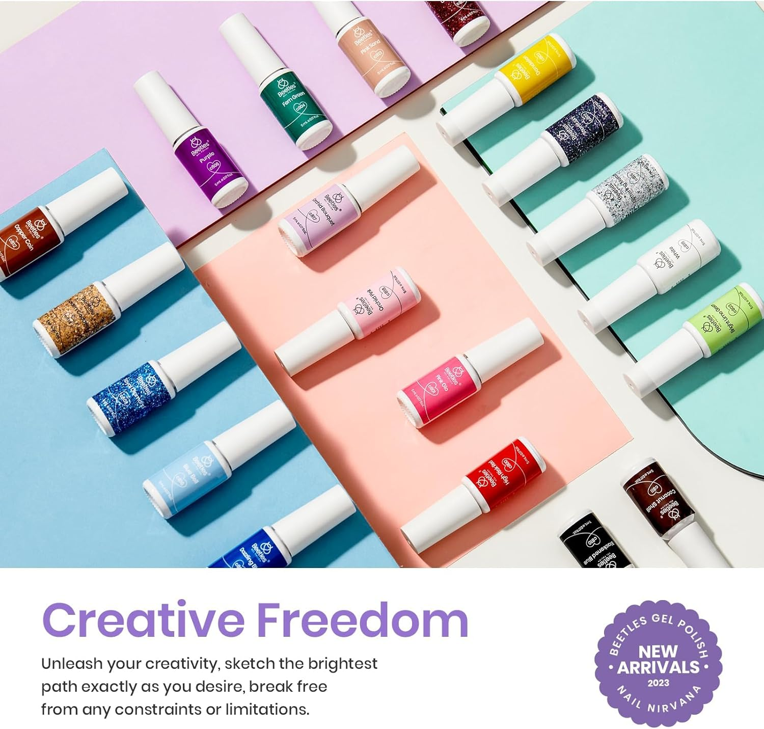 Beetles Gel Polish Gel Polish Nail Art Gel Liner Nail Polish Set 20 Colors Reflective Glitter Gel Polish Pink White Blue Brown Gel Nail Polish Soak off UV Gel Built Thin Nail Brush in Bottle Women image number 6