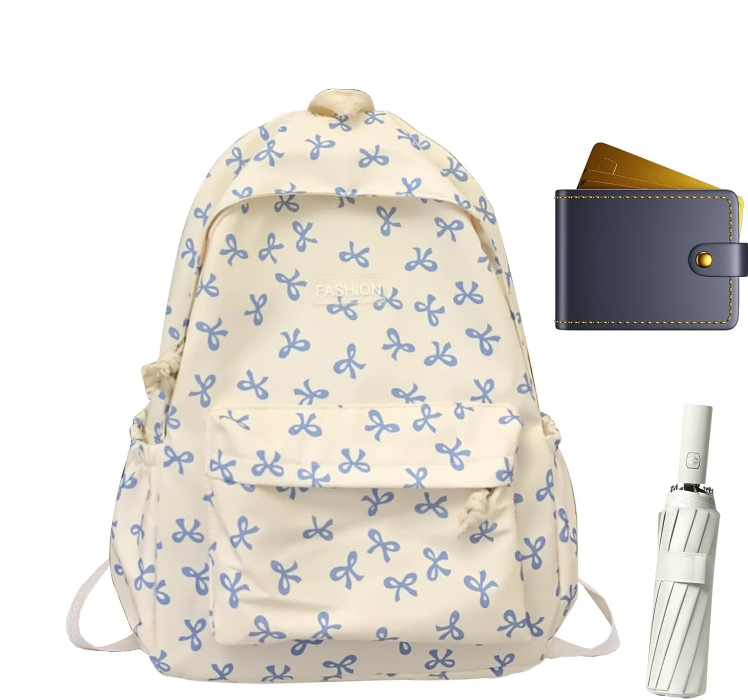 Bow Backpack - Teen Girls Bow Backpack, Casual Bow Daypack, Polyester Student Bow School Bag, Multi Purpose Middle School Student Travel Shoulder Bag for Notebook, Water Bottle, 32 X 15 X 4 Cm