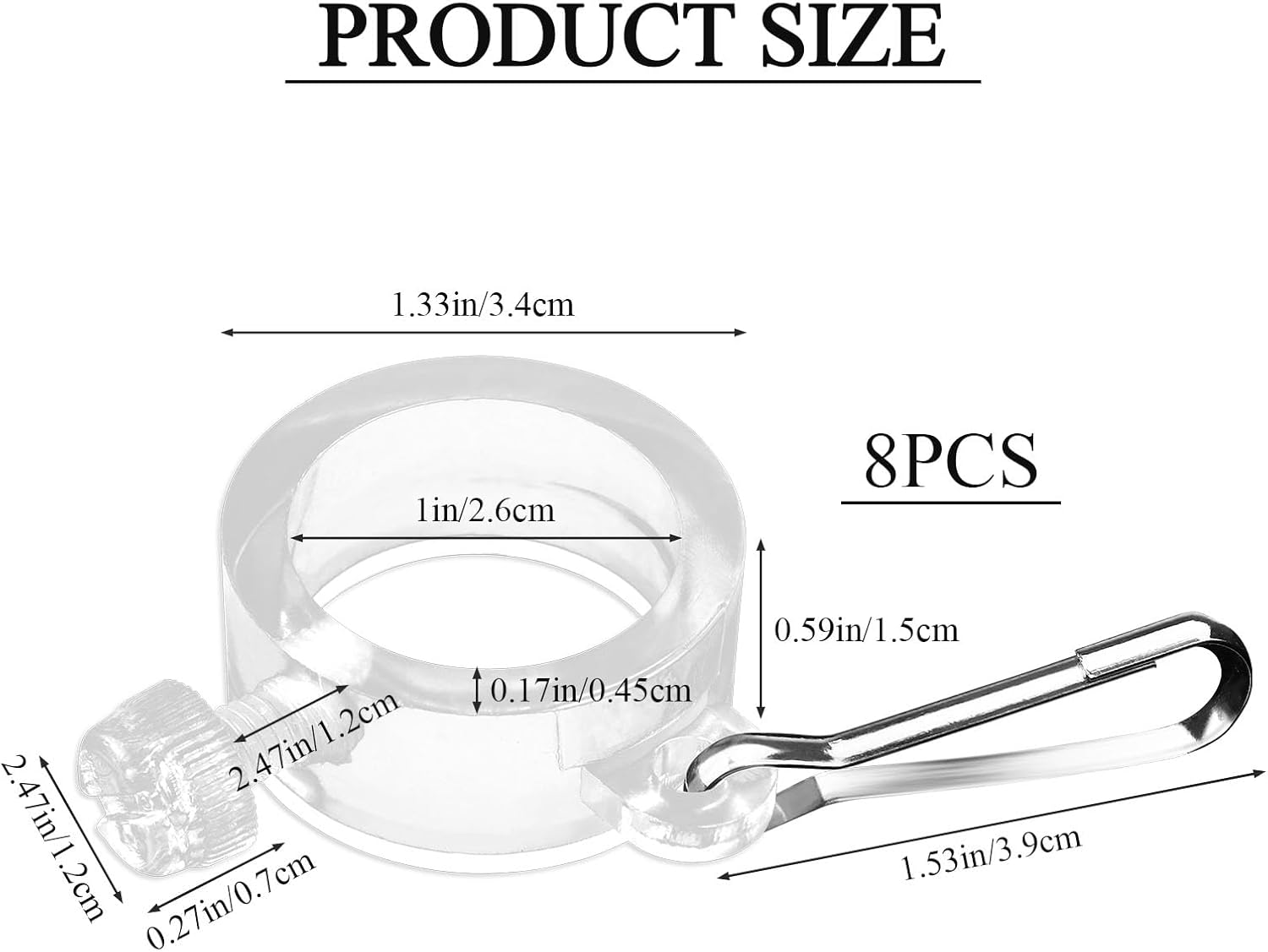 8 Pack Plastic Flag Pole Ring with Hook, Flagpole Mounting Rings Clip with Fixed Hook, Flag Rings for Flagpole for Various Outdoor Team Seasonal Flag (Transparent) image number 5