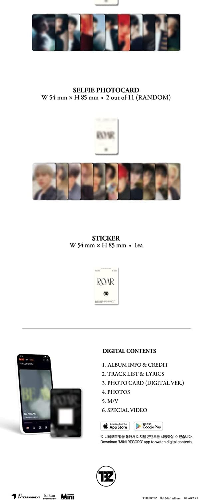 The Boyz BE Awake Roar 8Th Mini Album Platform Version Card Case+Mini QR Type Card+Official Photocard+Selfie Photocard+Sticker+Tracking Sealed (Random) - Reason Version image number 2