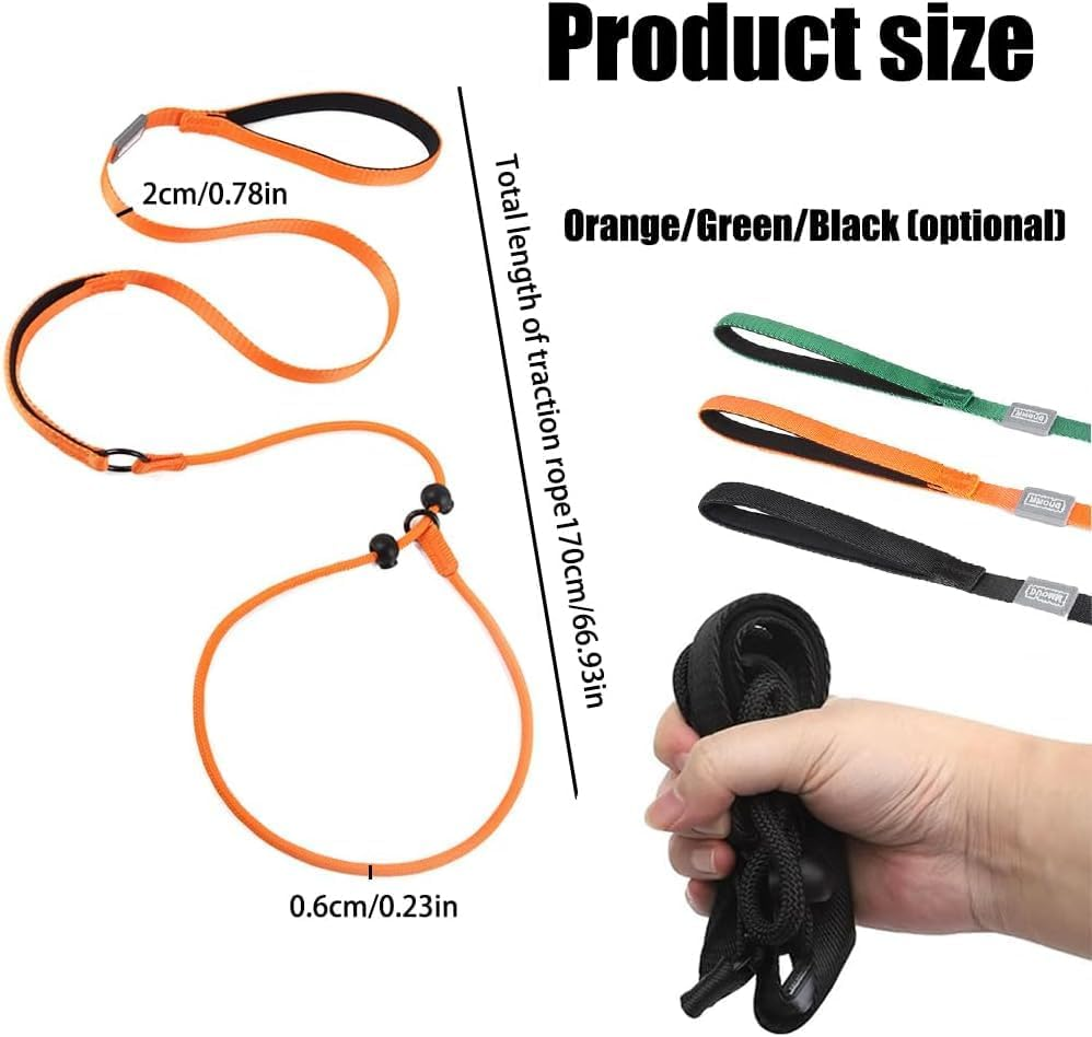 Slip Lead for Dogs Leash with Comfy Handle, 1Pc Anti-Pull Strong Adjustable Nylon Comfy Handle Dog Lead Rope, Anti-Pull Anti-Choking Training Rope for Outdoor Puppy, Orange image number 1