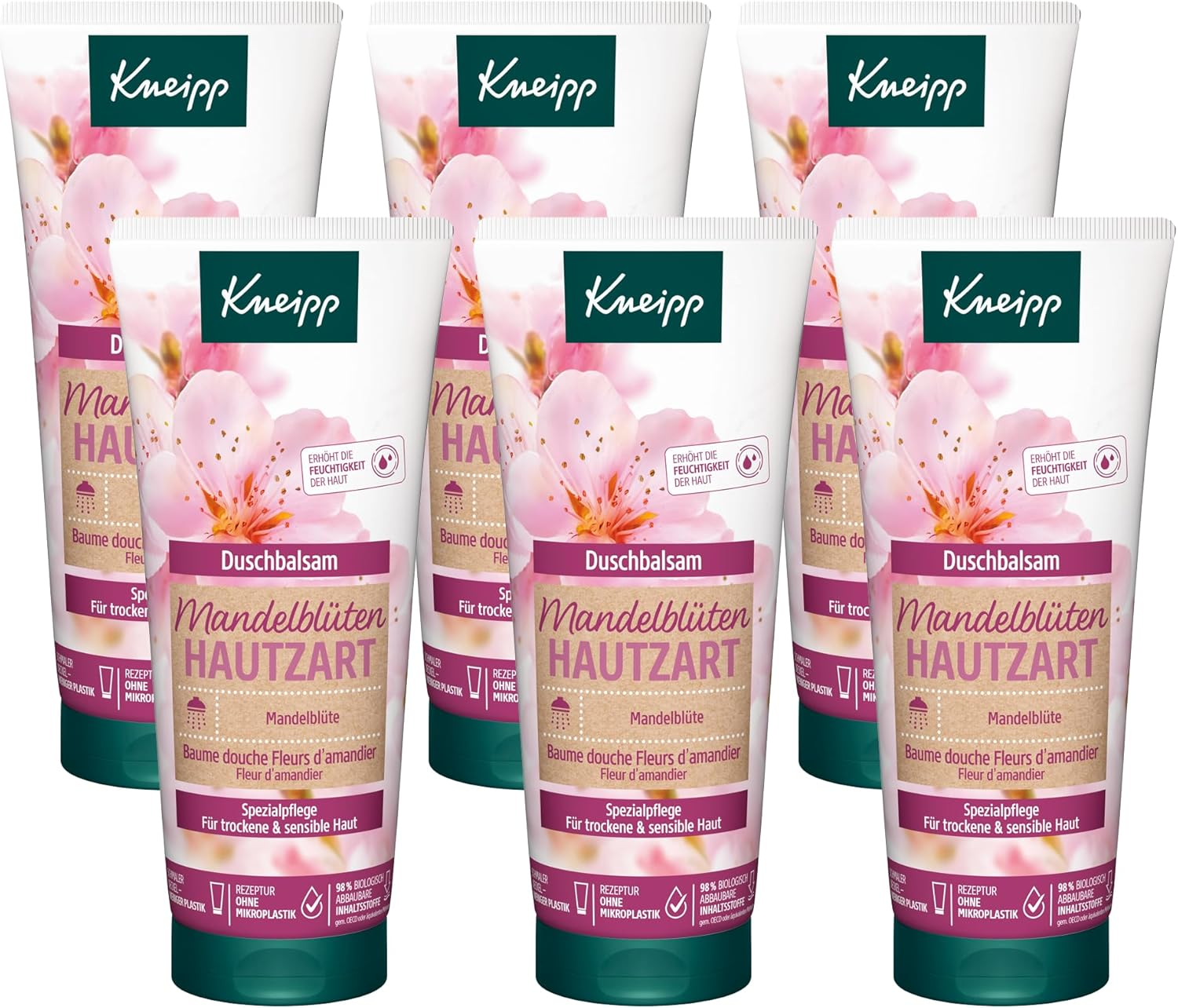 Kneipp Shower Balm Almond Blossom Skin Delicate - Moisturising Shower Cream with Almond Milk and Almond Oil for Smooth Skin - Multipack 6 X 200 Ml image number 3