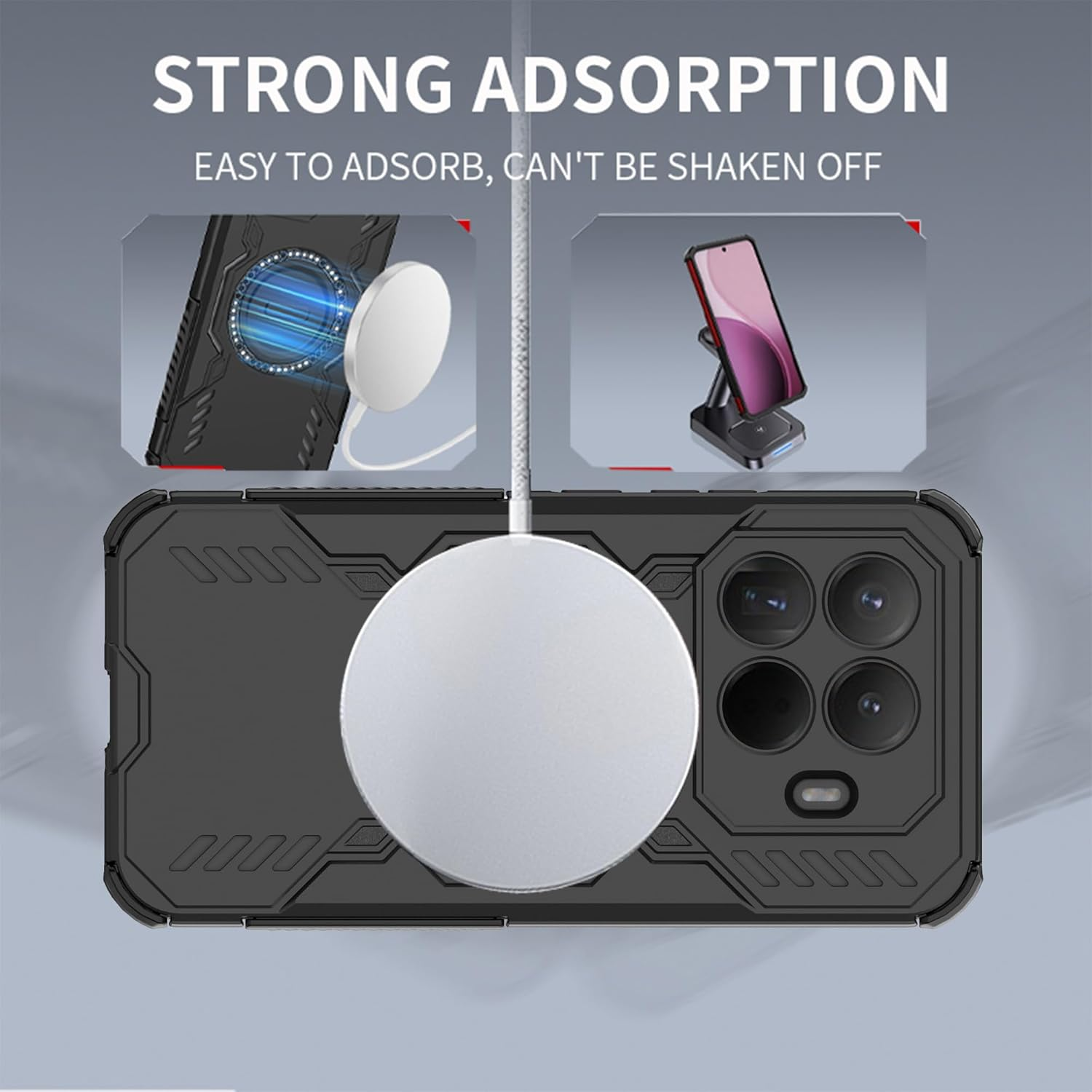 ESHUYI Magnetic Case for Xiaomi 15T Pro, Magsafe Compatible, Shockproof Hard Case with Air Cushion Corners, Heat Dissipation, TPU+PC Hybrid Phone Case, Blue image number 3