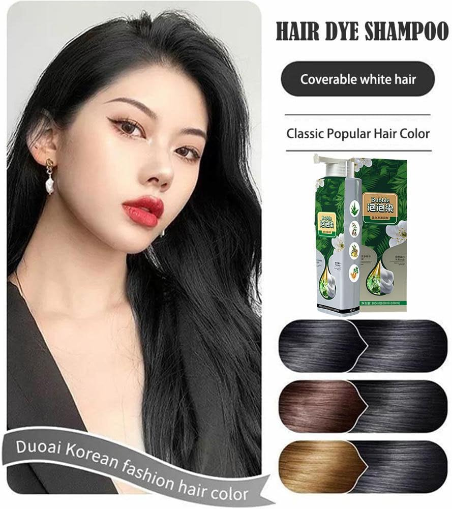 Plant Bubble Hair Dye Shampoo,Lazy Bubble Hair Dye,Instant Plant Bubble Natural Hair Dye Shampoo,Pure Plant Extract for Grey Hair Color Bubble Dye image number 3