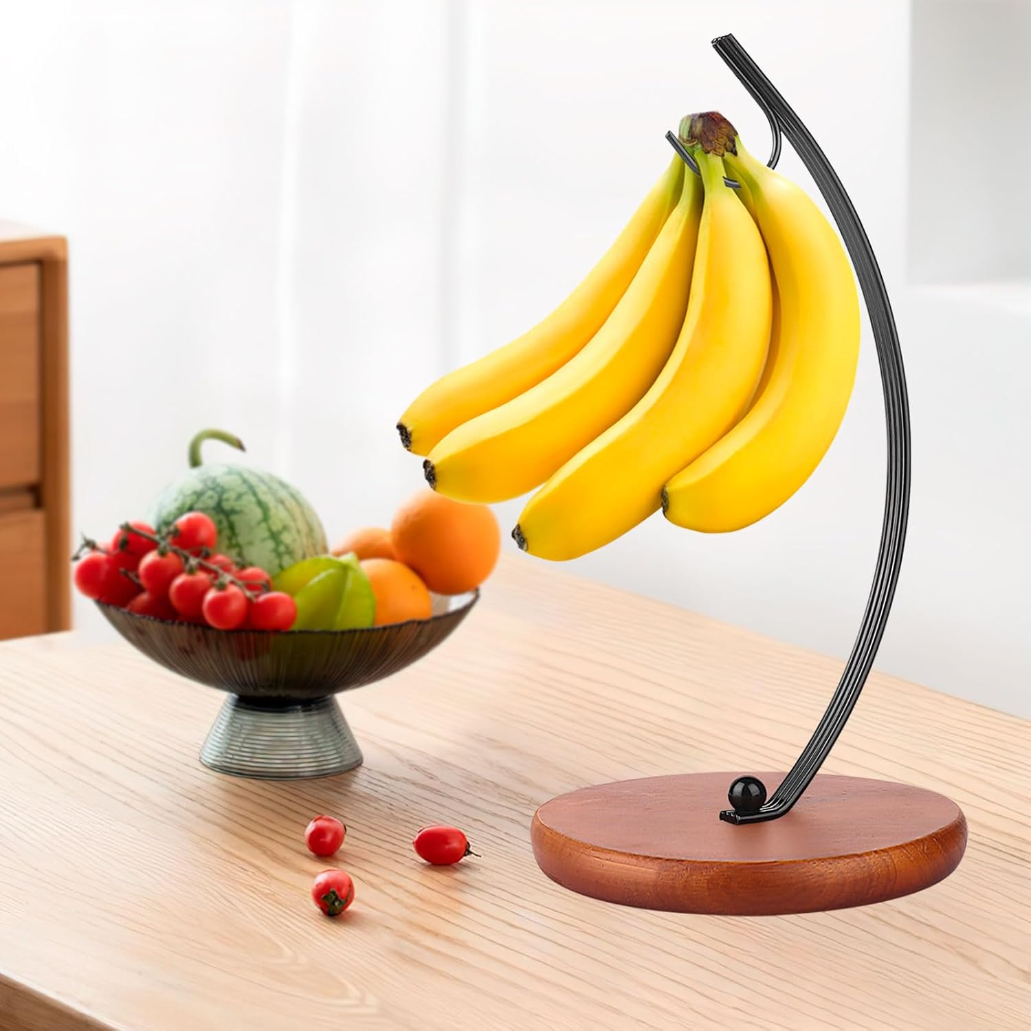 HOMKULA Banana Holder Stand - Hanging Hook Stands, Banana Hanger Hook Stand for Kitchen Counter (Modern, Black) V4 image number 5
