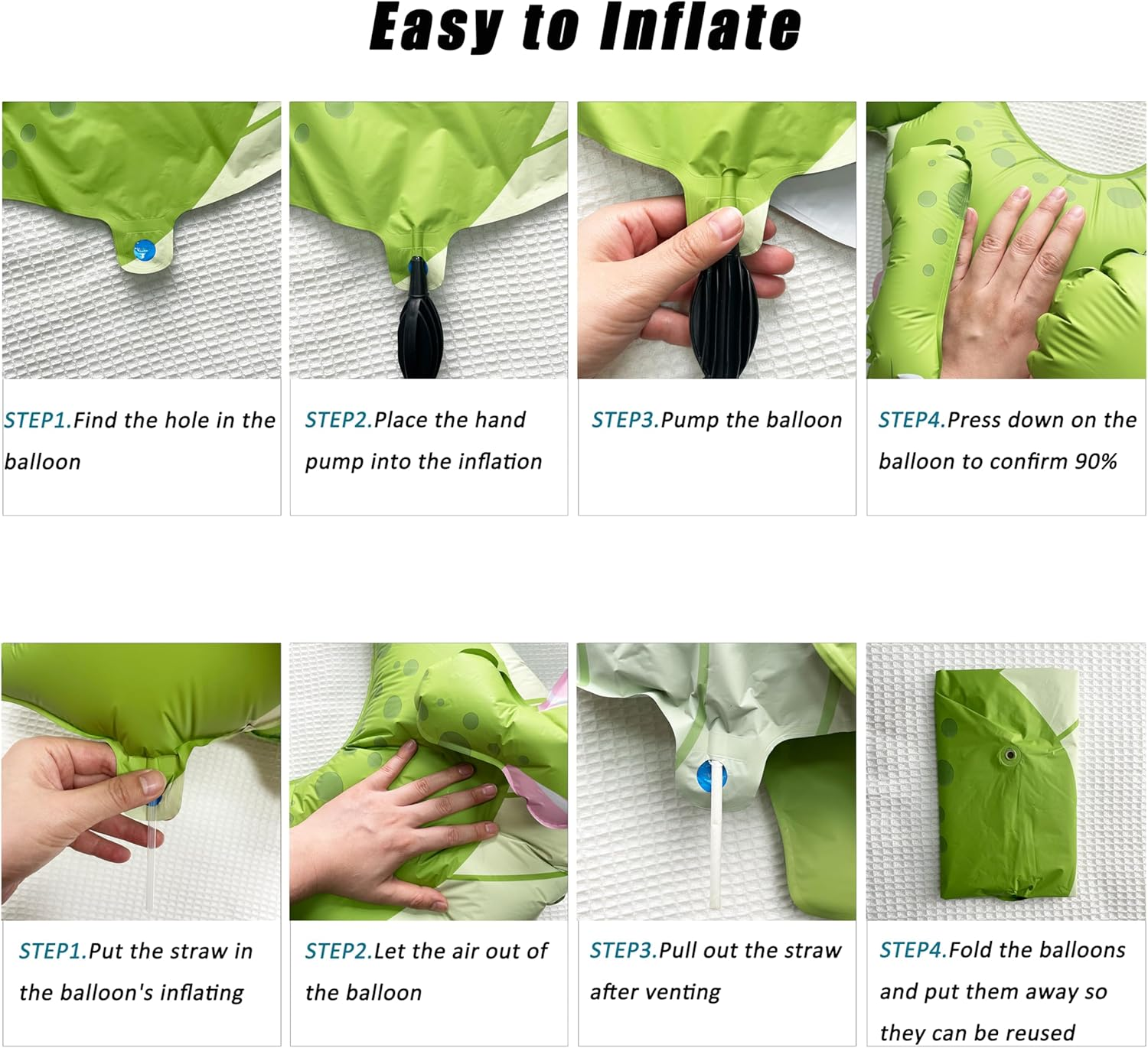 4D Matte Dinosaur Animal Balloons Cute Happy Birthday Inflatable Green Dinosaur Foil Balloons for Dinosaur Themed Birthday Party Baby Shower Decoration Kids Jungle Theme Birthday Party Supplies Decor image number 2