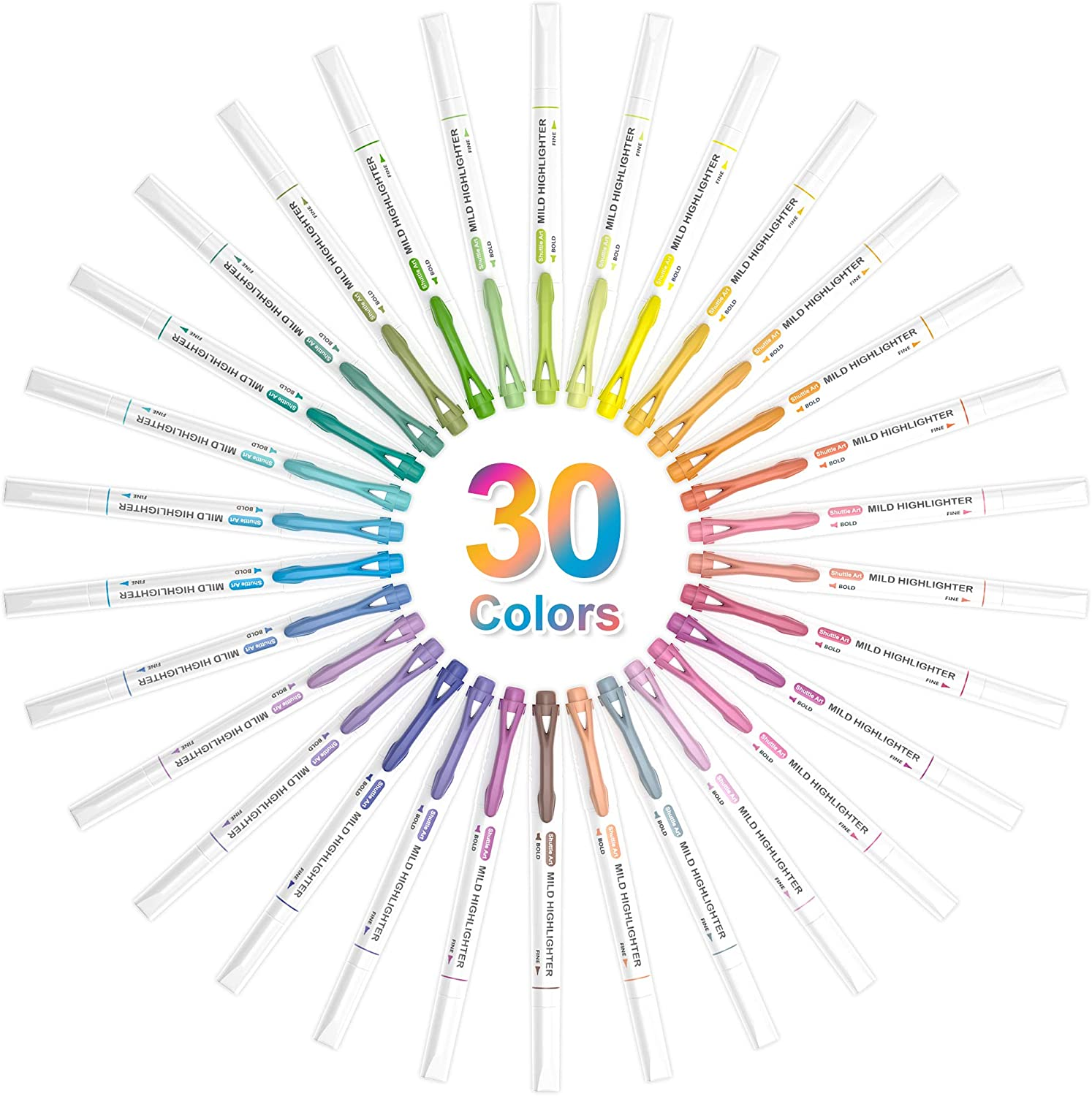 Shuttle Art Pastel Highlighters, 30 Colours Dual Tip Highlighters, Highlighter Markers Assorted Colours, Perfect for Colouring, Underlining, Highlighting, Journaling in School Office Home image number 3