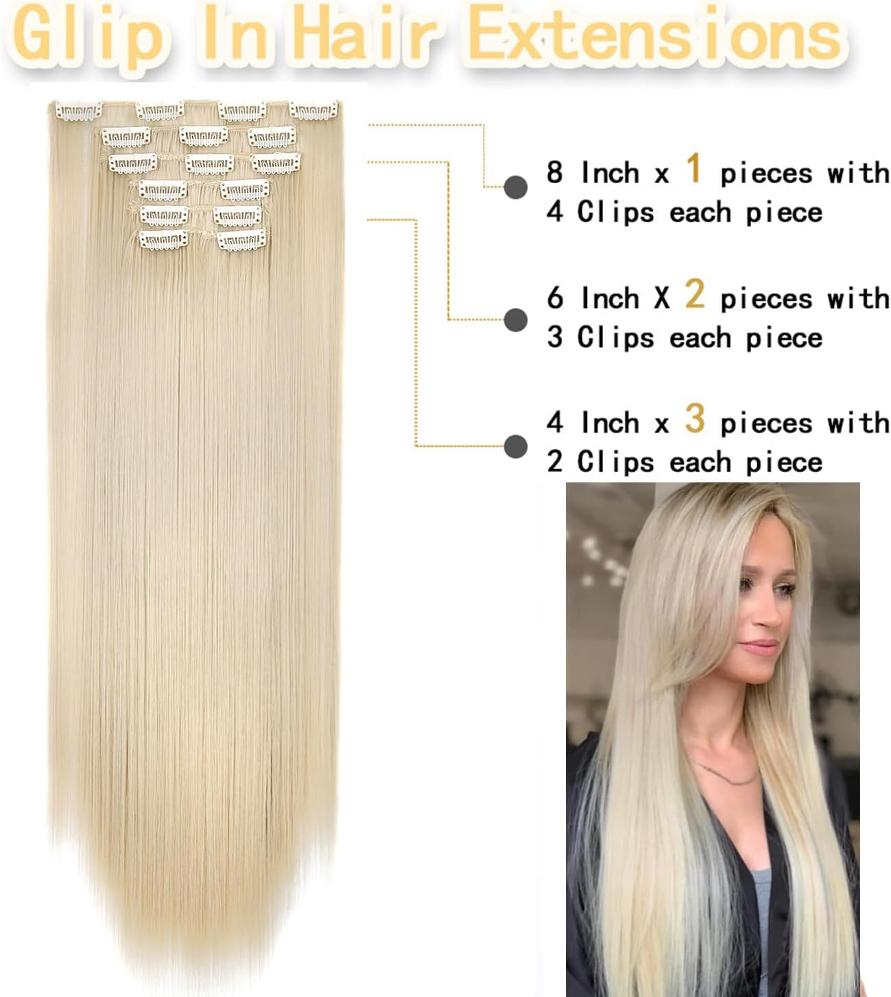 6Pcs Long Straight Black Clip in Hair Extensions for Women, Natural & Good Connectivity Hair Extensions Clip In,Straight Human Hair Clip in Extensions,24Inch (Light Brown)