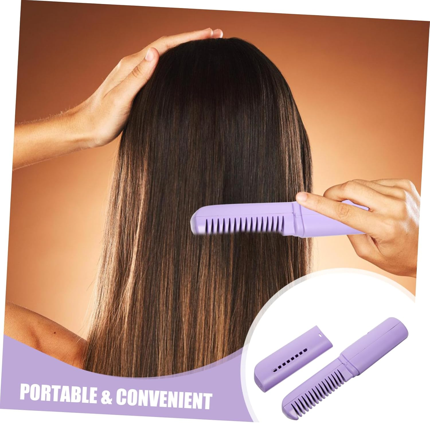 CLISPEED Portable USB Cordless Hair Straightener Brush with Scalp Massage Compact Travel Friendly Heated Comb for Gentle Damage Reducing Hair Styling image number 2