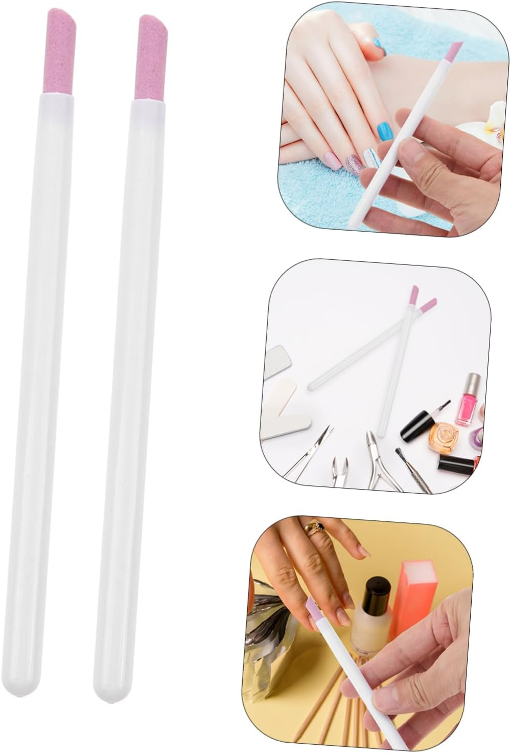 NOLITOY 5Pcs Nail Engraving Pens for Manicure Portable Cuticle Pushers White Art Polish Tools Suitable for Home and Professional Use image number 1