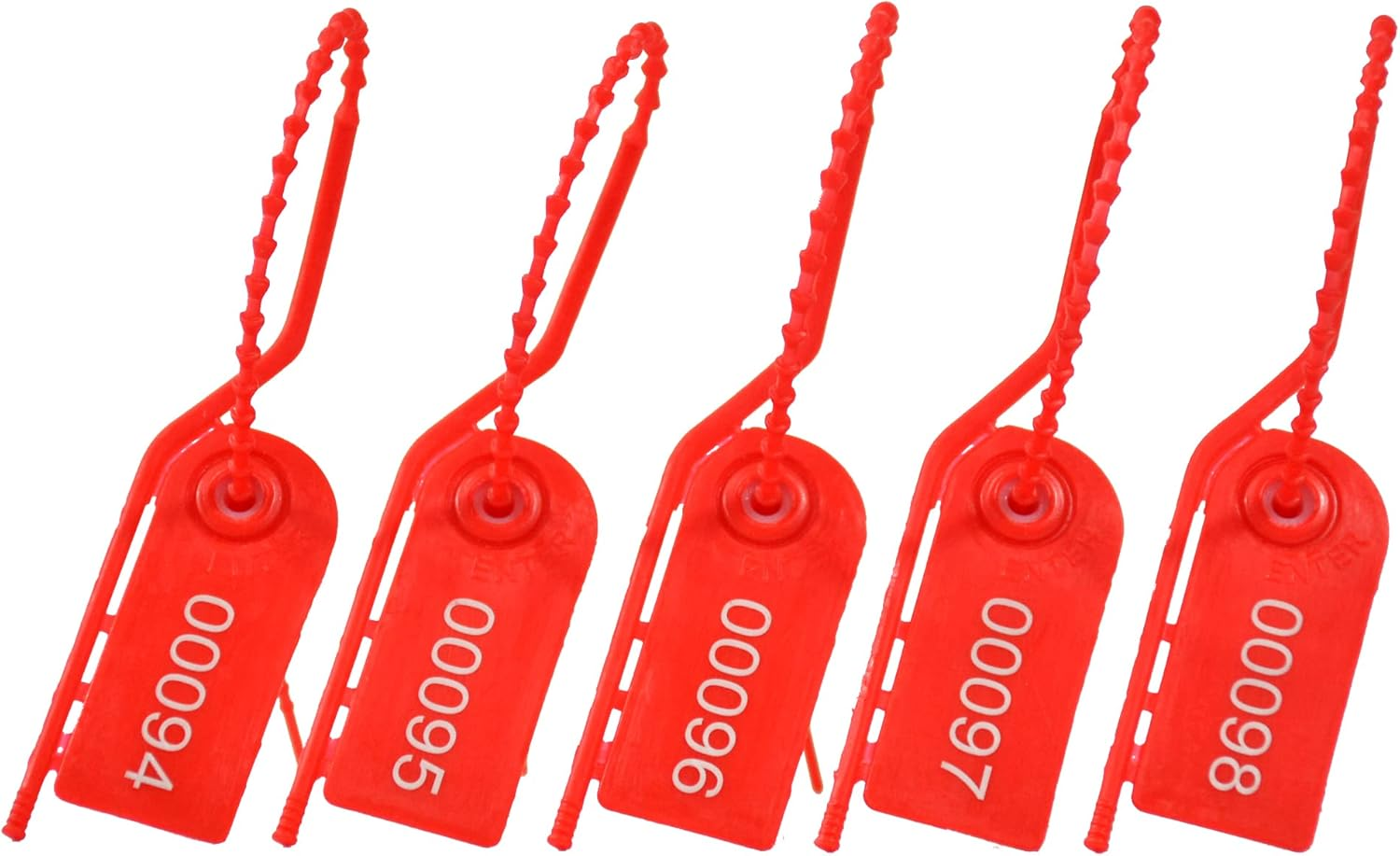 1000 Plastic Security Seals Secure Anti-Tamper Fire Extinguisher Tags Numbered Zip Ties Inspection Tags Breakable Label Tags Pull Tite Safey Tags for First Aid Kits, Clothes,Bags (Red)