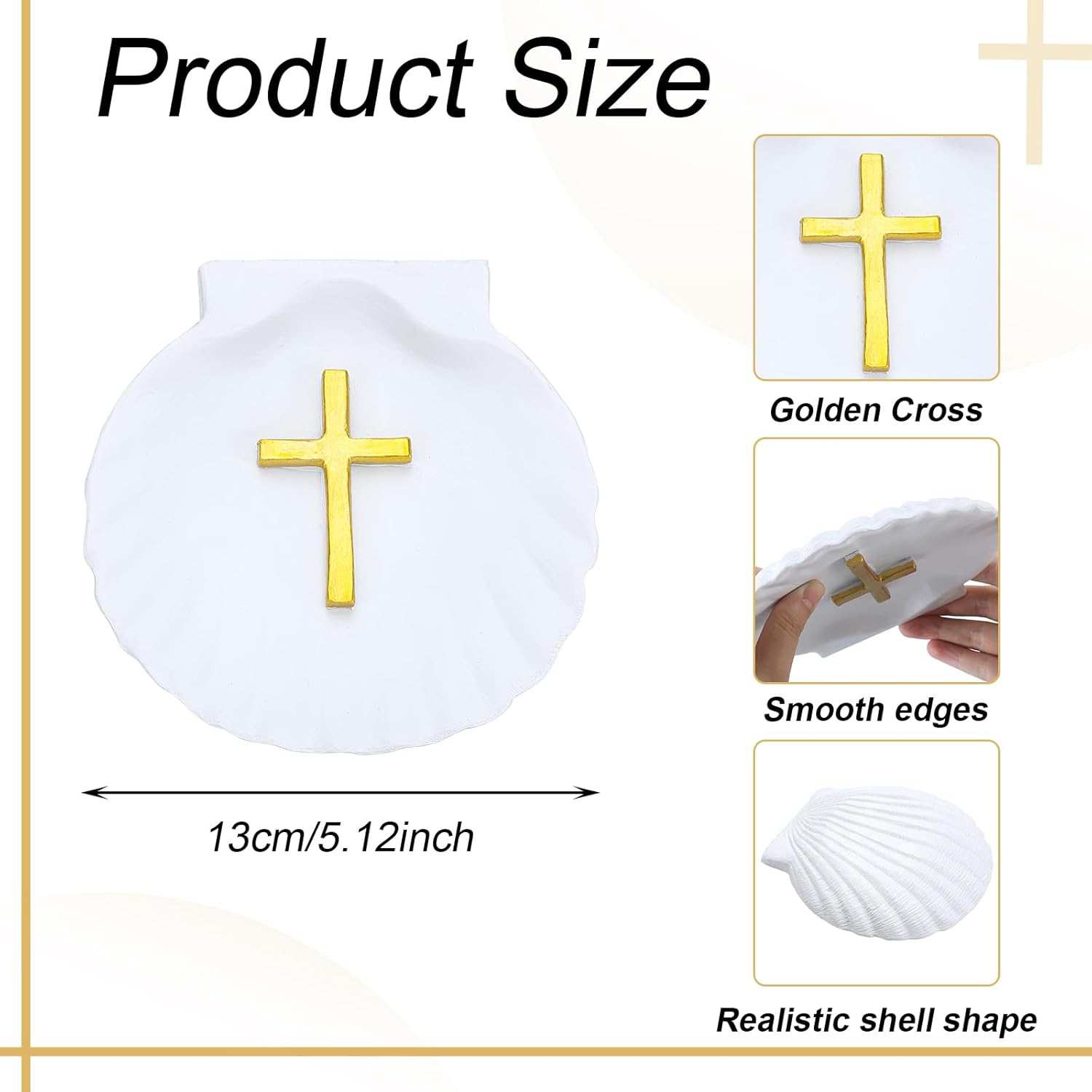 Bucherry Baptismal Shell with Engraved Cross Baptismal Gifts for Baptism Religious Ceremony Accessory, 5.12 Inch image number 5