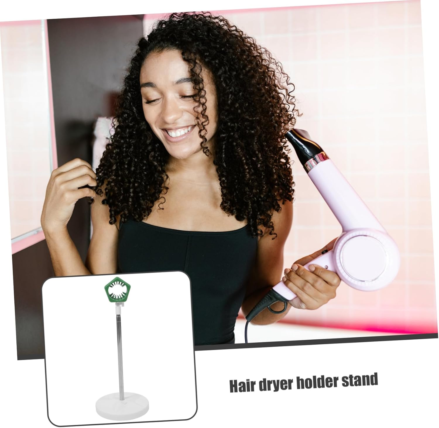 IWOWHERO Hair Dryer Stand Holder Hands-Free Adjustable Height 50-106Cm Lazy Blow Dryer Rack for Home Use Space-Saving Design Base image number 4