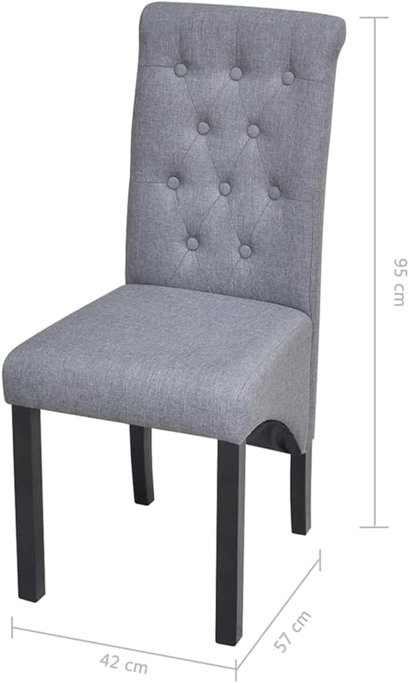 Vidaxl Set of 4 Light Grey Fabric Dining Chairs with Solid Wooden Legs, Scandinavian Farmhouse Style with Comfortable Upholstery - Kitchen Furniture image number 2