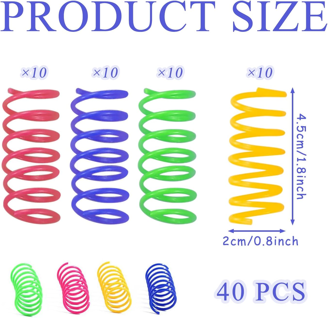 SYEYCW 40 Pcs Cat Springs, Cat Toy Springs, Cat Colorful Springs Toys, Cat Creative Toys for Kittens, Cat Interactive Toy, Plastic Coil Spiral Springs, for Swatting, Biting, Hunting Kitten Toys image number 4