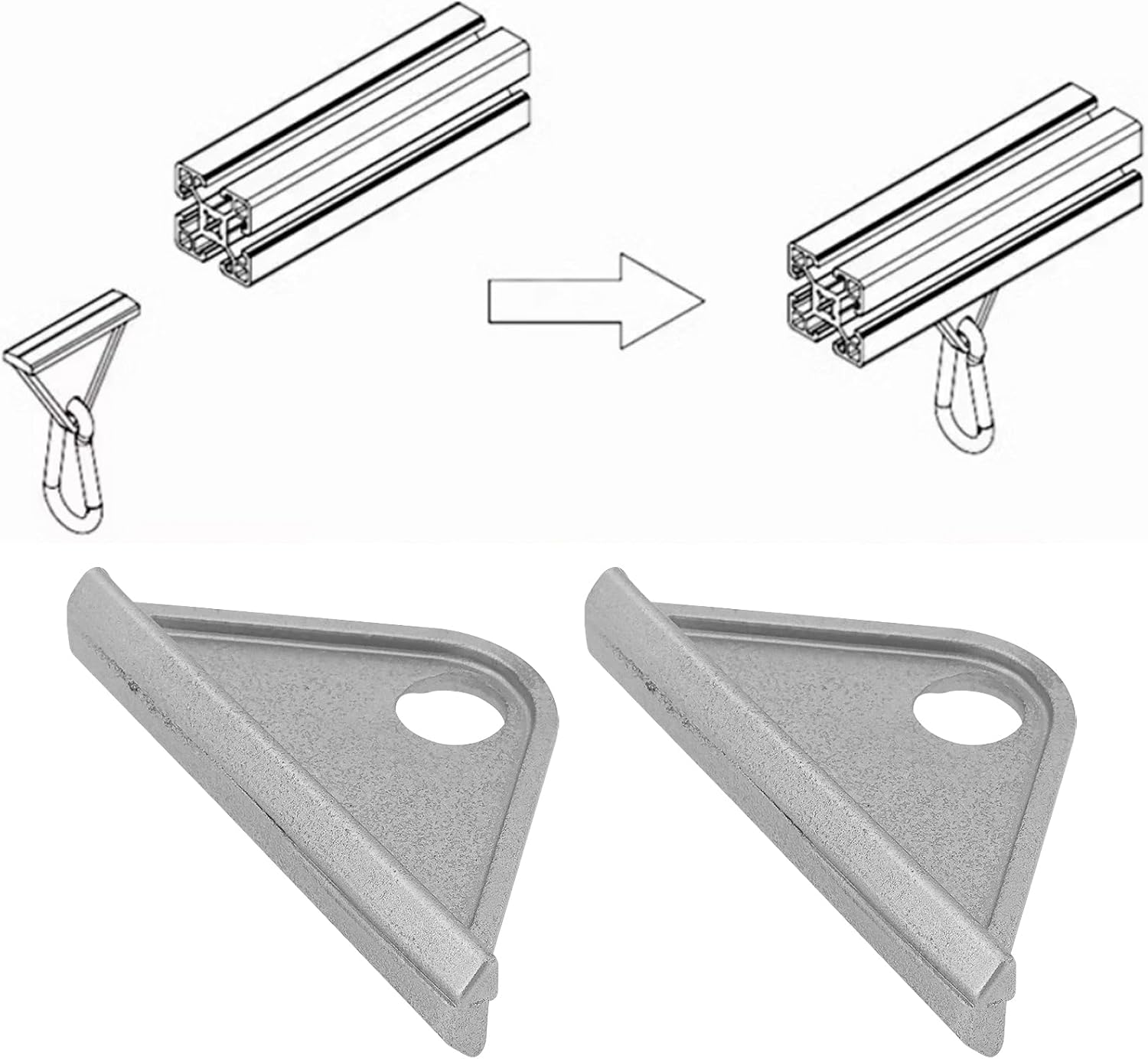 Emagtech 10Pcs 2020 Series Sliding Activity Hook Suitable for 6Mm T-Slot Aluminum Extrusion Profile for Building Routers 3D Printers Robots(52X27.2X9.8Mm) image number 5