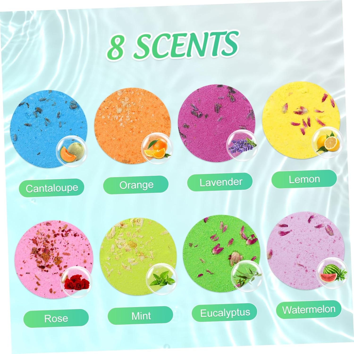 8Pcs Aromatherapy Shower Tablets Dried Flower Essential Oil Blend for Bath Sea Salt Aromatherapy Experience image number 1