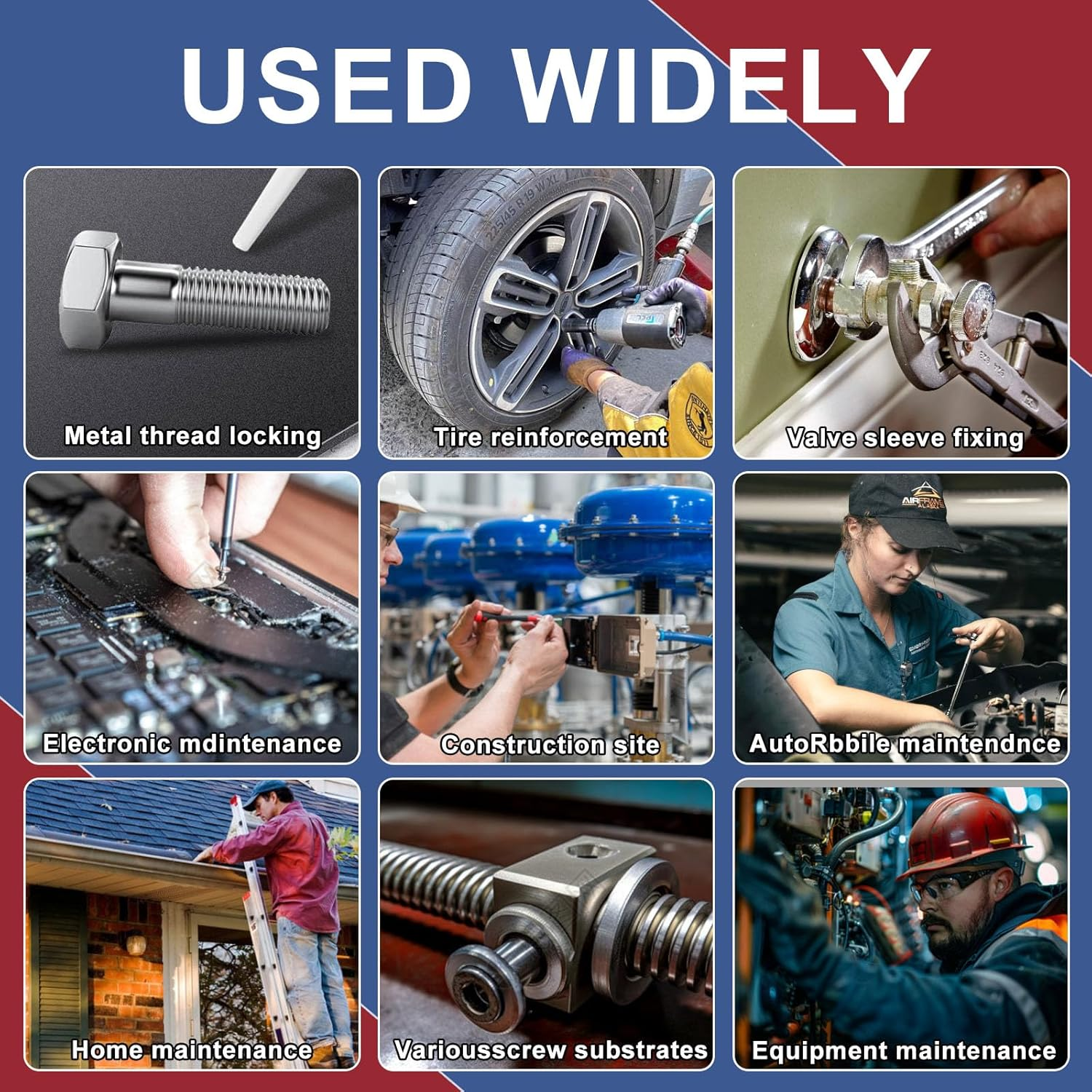 Thread Lock Medium and High Strength Lock, 10Ml X 2 Locktight Threadlock, Threadlocker Fasteners and Screws from Loosening Due to Prolonged Vibration, Stable and Anti-Rust image number 2