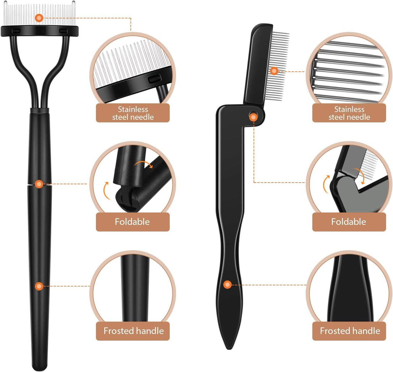 Boao 4 Pieces Folding Eyebrow Comb Eyelash Comb Lash Separator Tool Eyelash Grooming Brush for Making up Supplies Tools(4 Pieces,Style A)