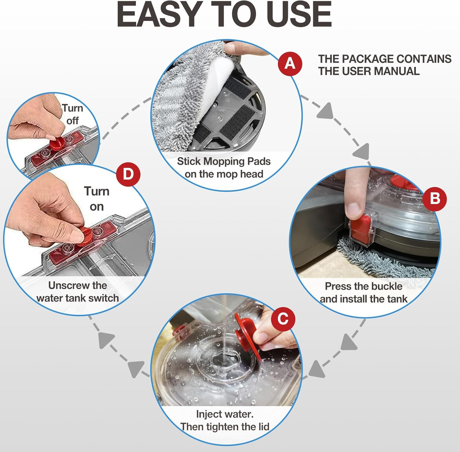 Electric Mop Head Attachment Compatible with Dyson V7 V8 V10 V11 V15 Vacuum Cleaner Motor Head for Cleaning Floor Vacuum Cleaner Accessories for Dyson Includes 6 PCS Washable Dry & Wet Mopping Pads image number 5