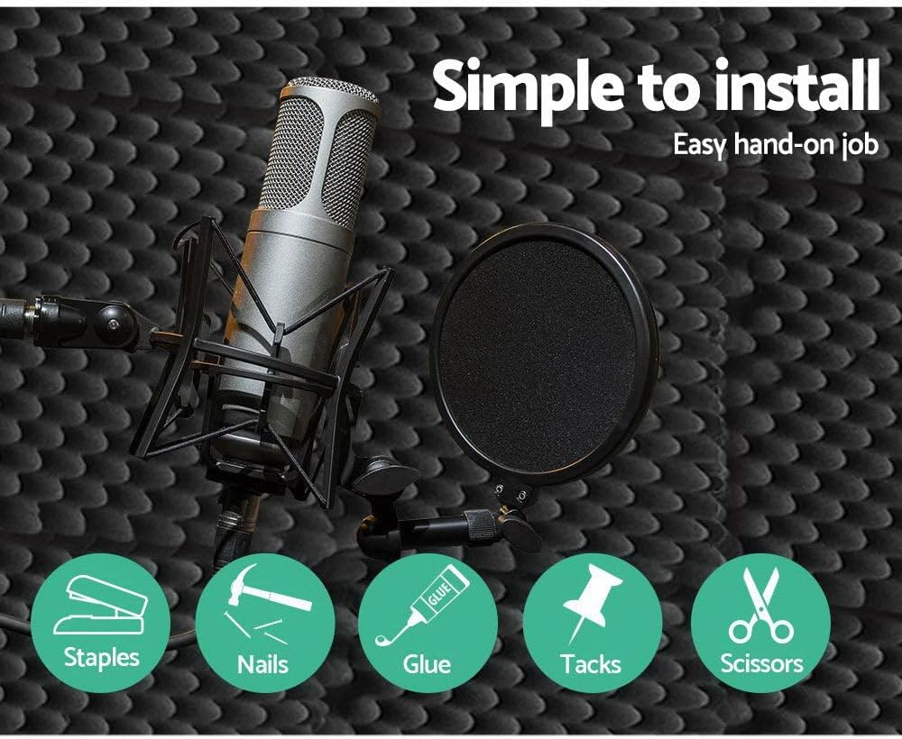 Alpha 40Pcs Acoustic Foam Panels Studio Sound Absorption Eggshell 50X50Cm image number 3