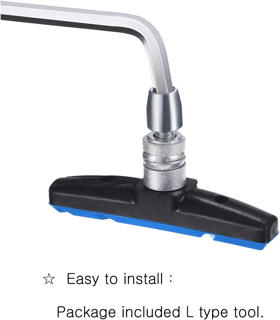 PLATTBK Bike Brake Pads 2 Pairs with Installation Tool No Noise Long 70Mm Rubber Durable V-Brake Pads for Mountain Bicycle - Black image number 6