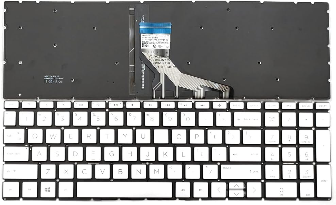 Replacement Backlit Keyboard for HP 15-DA 15-DB 15-DB0047WM 15-CS 15-CS000 15-CS0053CL 15-CW000 17-CA 17-By 15-DU 15-DY Series Laptop US Silver image number 1