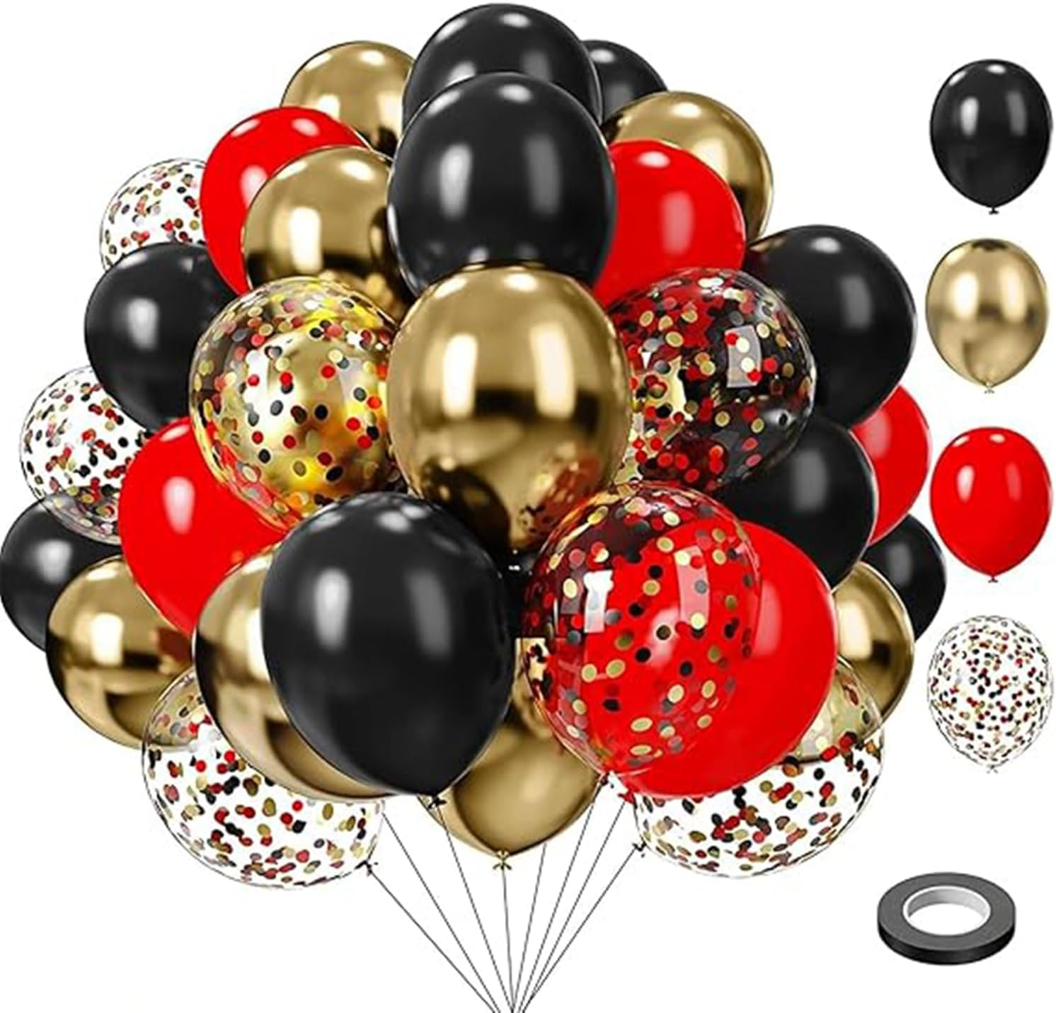 Party Balloons Decorations for Birthday, Christmas, New Years, Wedding, Graduation Decorations Black and Gold Balloons 12In and 5In Latex Party Xmas Decora Bulk (Black White and Silver(75Pcs))