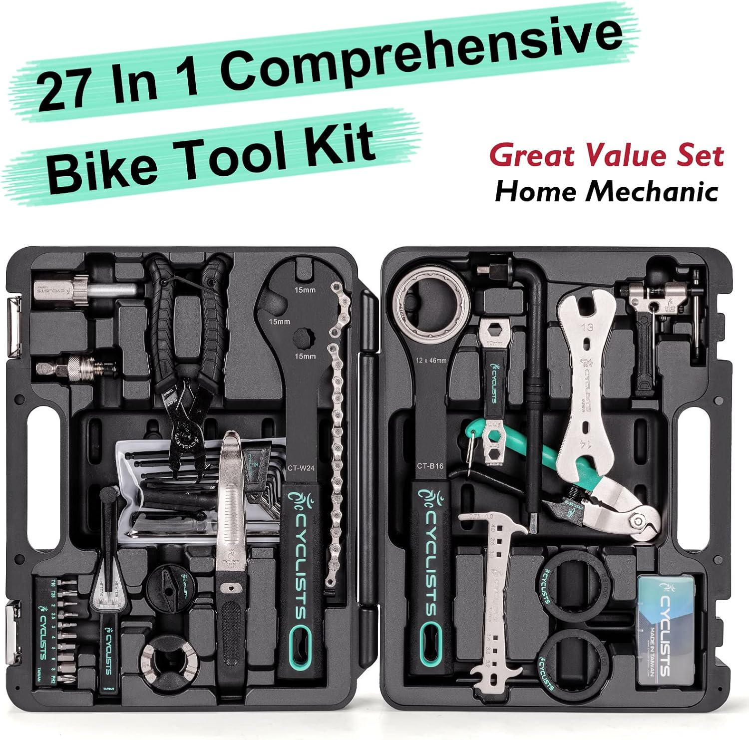27 Piece Bike Tool Kit - Bike Tools Maintenance Repair Kit - Mountain/Road Bike Bicycle Repair Tool Kit with Storage Case image number 6