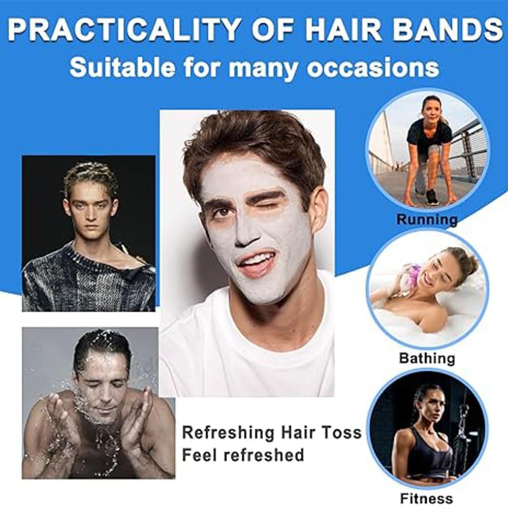 2 Pcs Metal Hair Bands for Men Headband Women Bands Unisex Black Wavy Hair Bands Outdoor Sports Head Bands Simple Elastic Non-Slip Hair Accessories