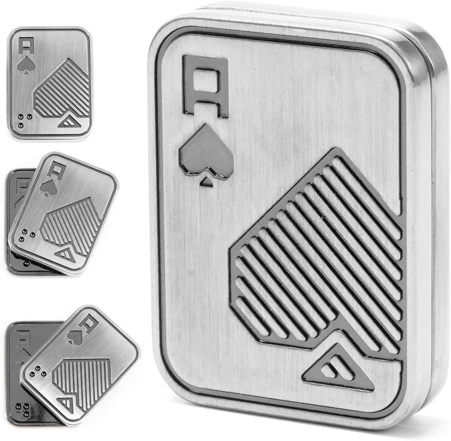Metal Poker Fidget Slider, EDC Adult Fidget Toys to Relieve Pressure Stress Anxiety Office Desk Toy Gifts ADHD Push Card (A, Silver) image number 6