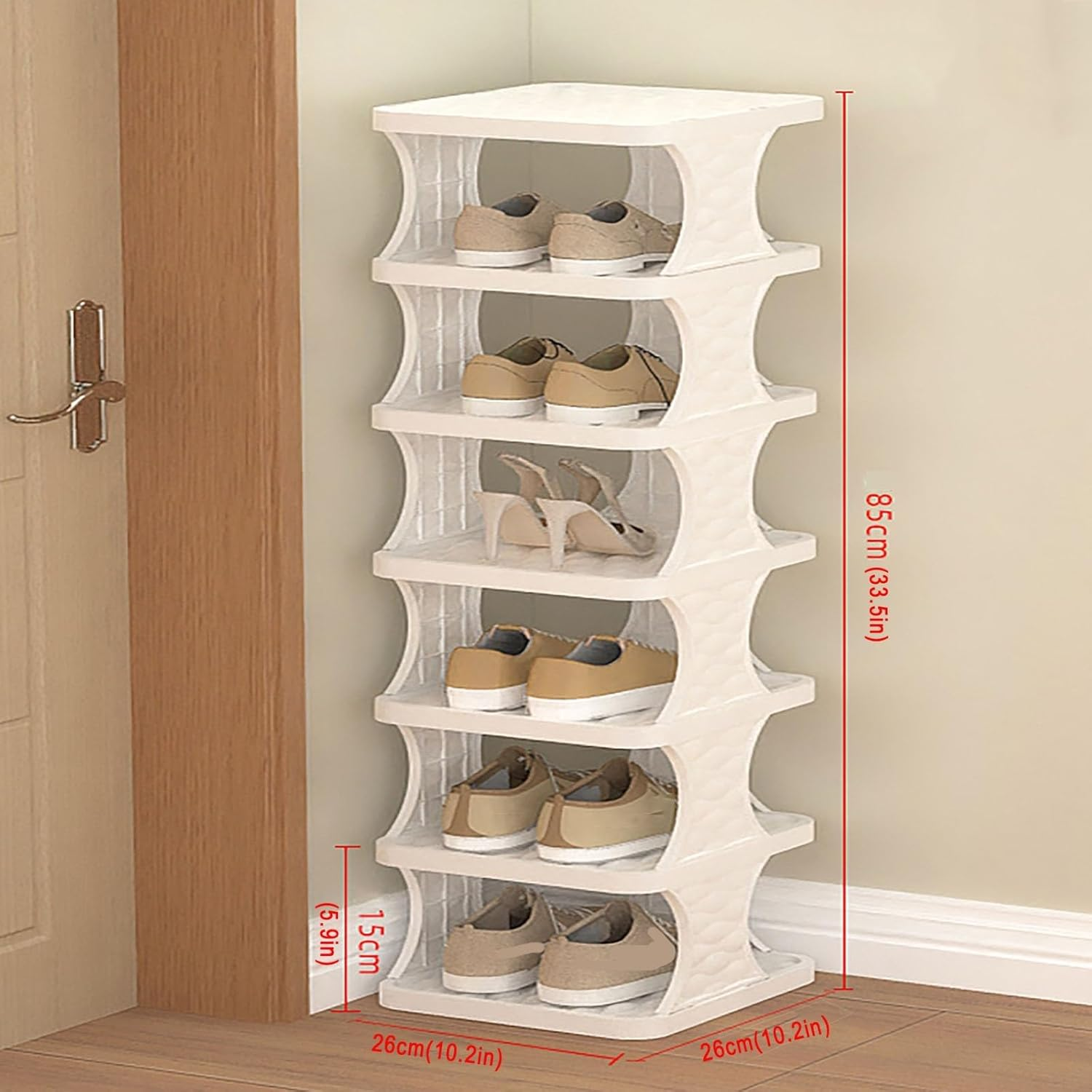Shoe Rack, 6 Tier Shoe Shelf without Assembly, Narrow Small Shoe Storage Space Saving, Shoe Organizer for Closet, Front Door Entrance, Entryway, Bedroom, image number 3