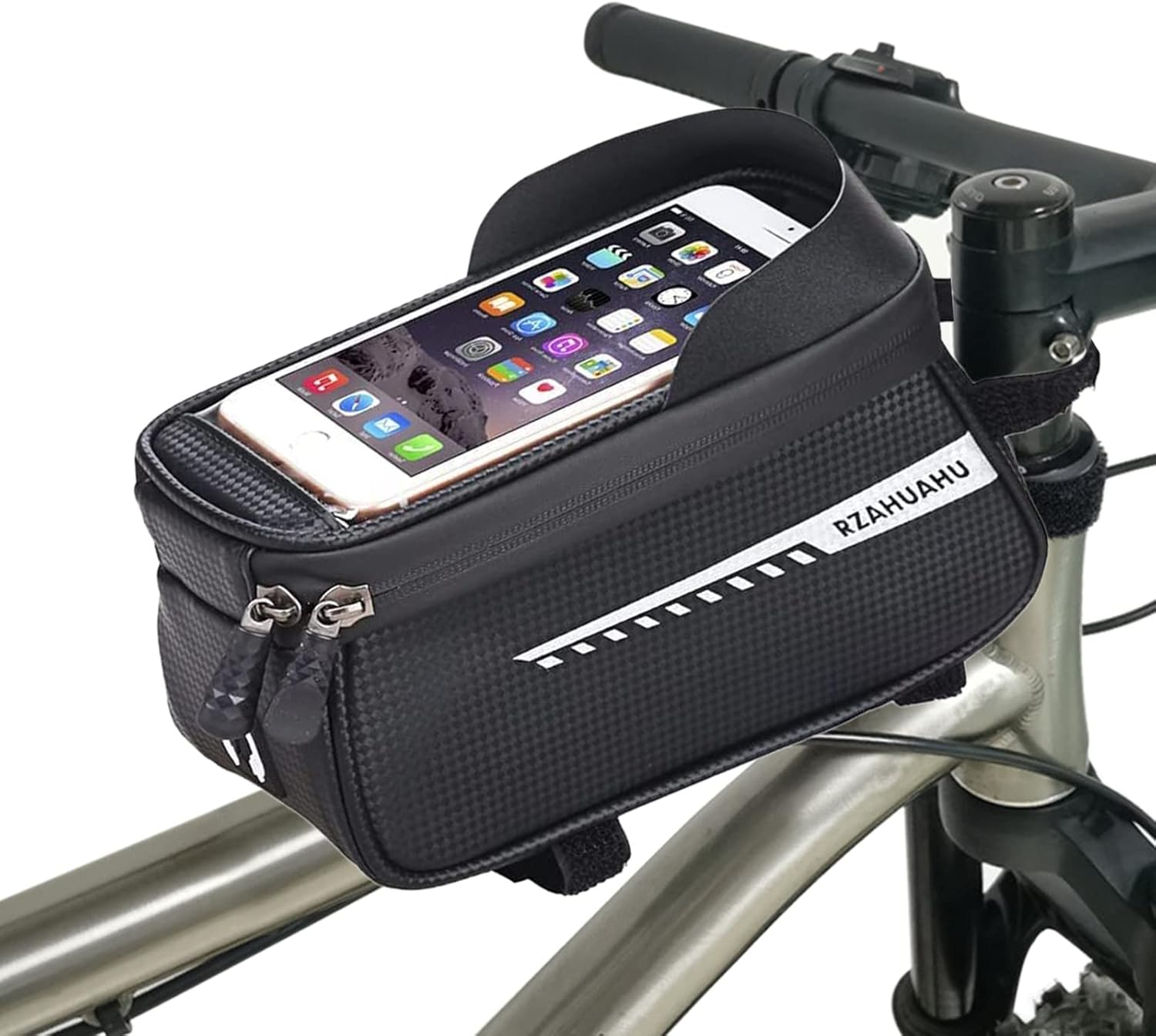 Waterproof Bike Phone Holder Mountain Bicycle Handlebar Pouch - Cycling Storage Bag with TPU Touch-Screen Sun-Visor Rain Cover for Phones under 6.5&rdquo; image number 2