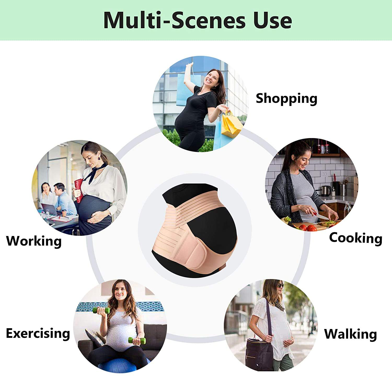 EZONEDEAL Maternity Belt, Pregnancy Support Belt - Waist/Back/Abdomen Band, Pregnancy Belly Support Band - Adjustable Breathable Lower Back Pelvic Support - Maternity Belly Band for Pregnancy (XL)