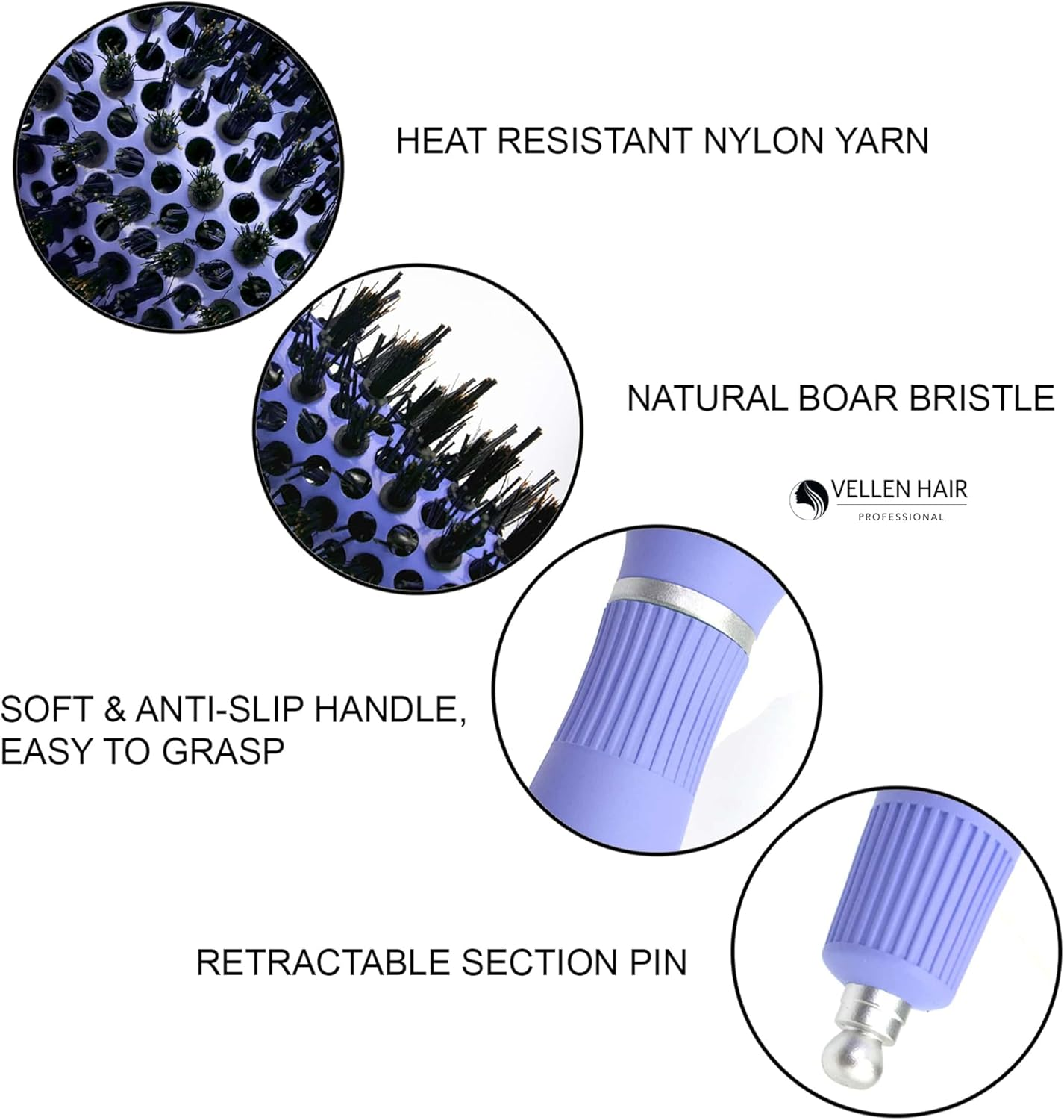 Large round Hot Curling Brush for Blow Dry Styling, Hair Brushes for Women, Curly Hair Brushes, Long Hair Brushes, Mini Hair Brushes (Violet, 1.3 Inch) image number 1