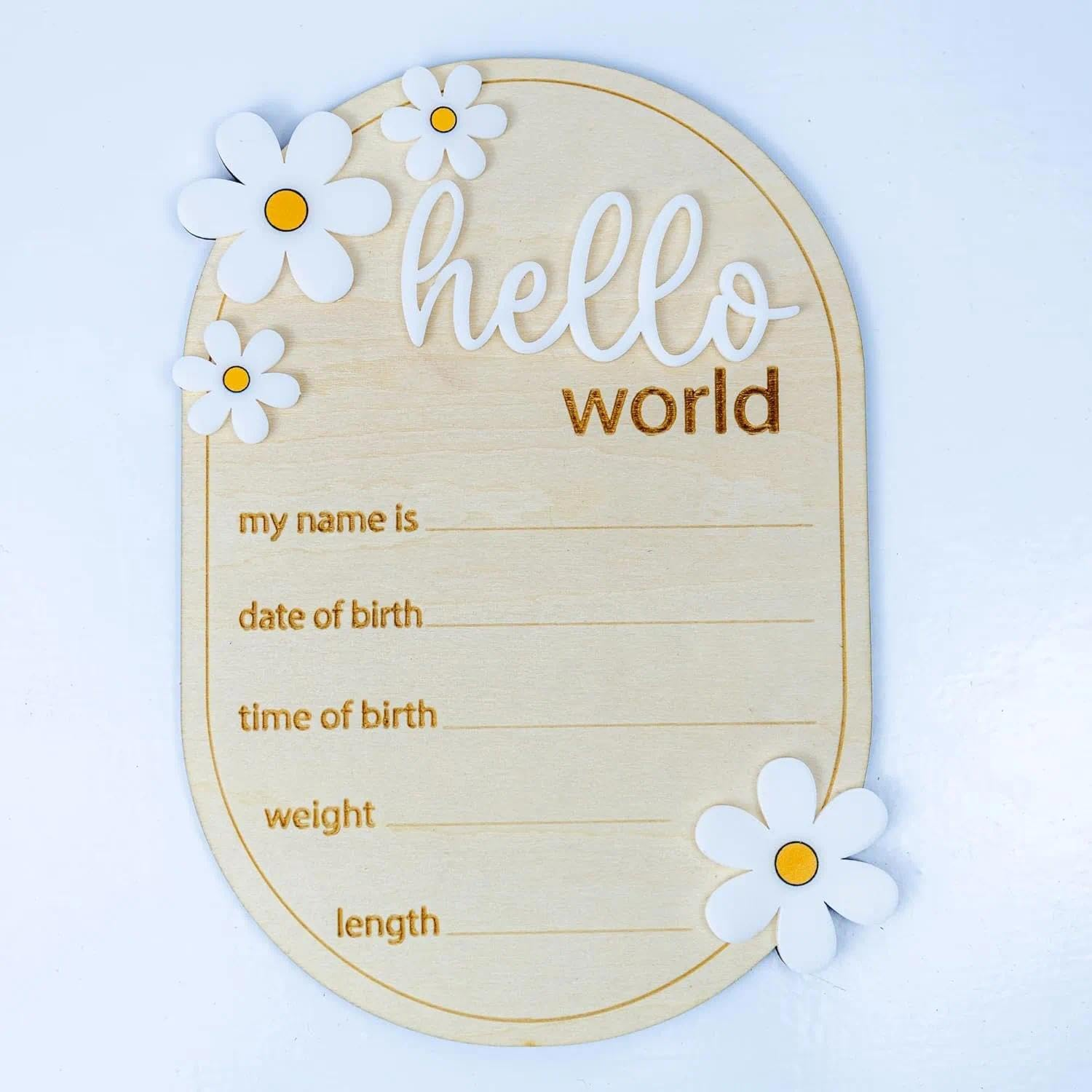 Baby Announcement Plaque, Newborn Baby Gift, Timeless Design, Ideal for Newborn Photos, Compact and Eye-Catching, Rainbow Graphic, Thoughtful for New Parents, Charming Nursery Decor - Ermaoo image number 4