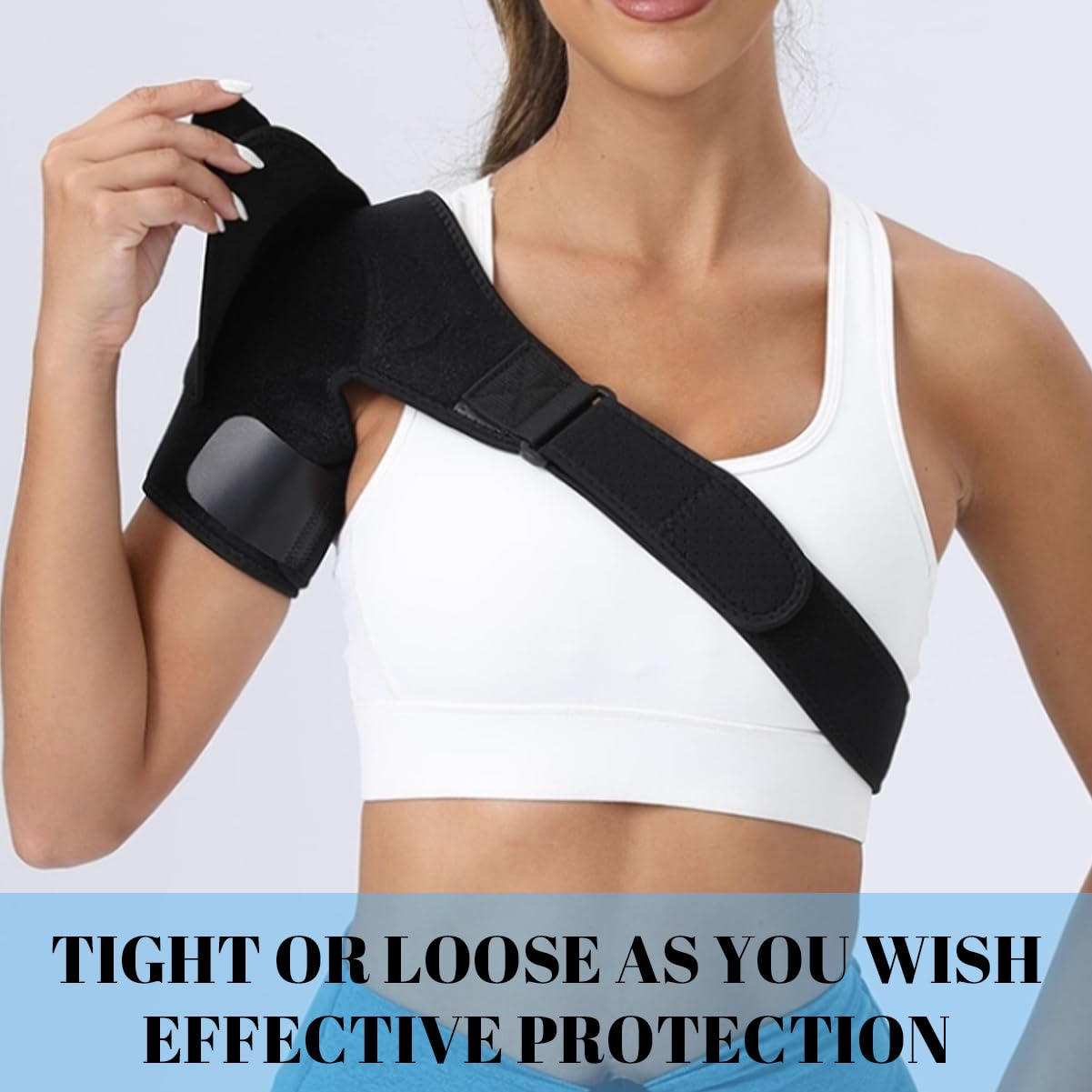 Adjustable Shoulder Support Brace with Pressure Pad for Men and Women, Perfect for Torn Rotator Cuff, Tendonitis, Dislocation, AC Joint Pain Relief, and Bursitis, Fits Right or Left Shoulder