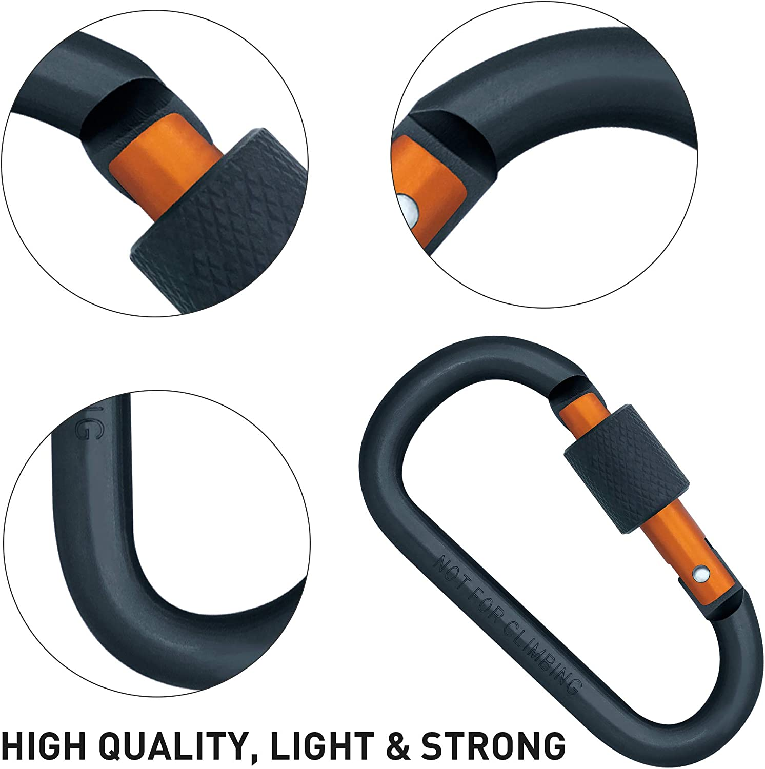 10PCS Screwgate Lock Keychain Clips Carabiner - 8 Cm Aluminum Durable D-Shape Spring Loaded Clip for Home, Rv, Camping, Fishing, Hiking, Traveling and Sports Outdoors image number 6