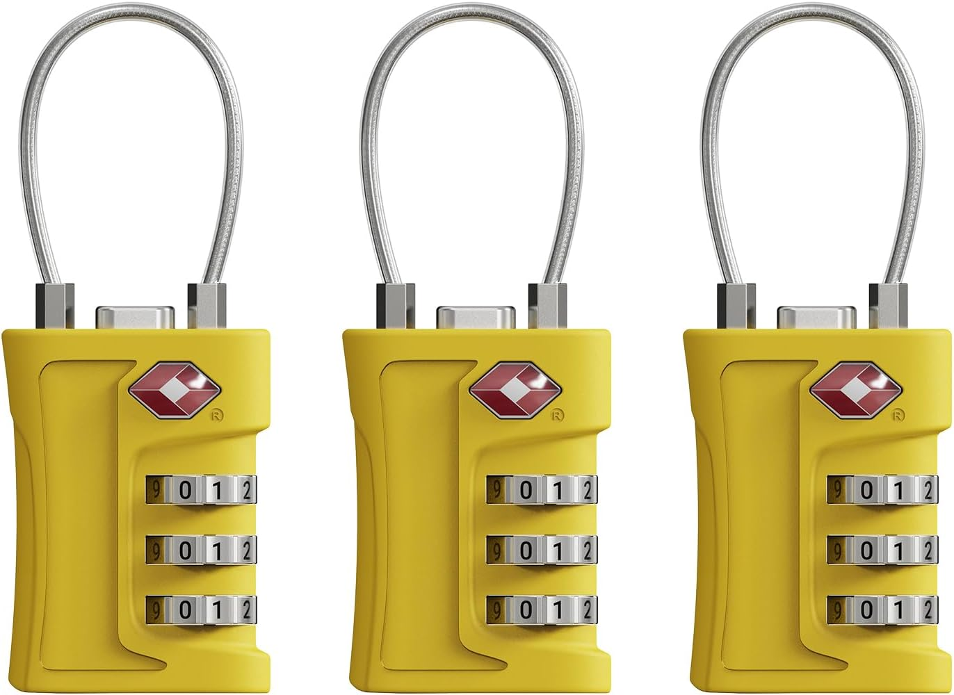 TSA Approved Luggage Locks,3 Pack Zinc Alloy Body Re-Settable Password Code Security Padlock,3-Digit Travel Code Combination Lock for Suitcases,Luggage,Case, Bag,Backpack, Gym Lockers (Yellow)