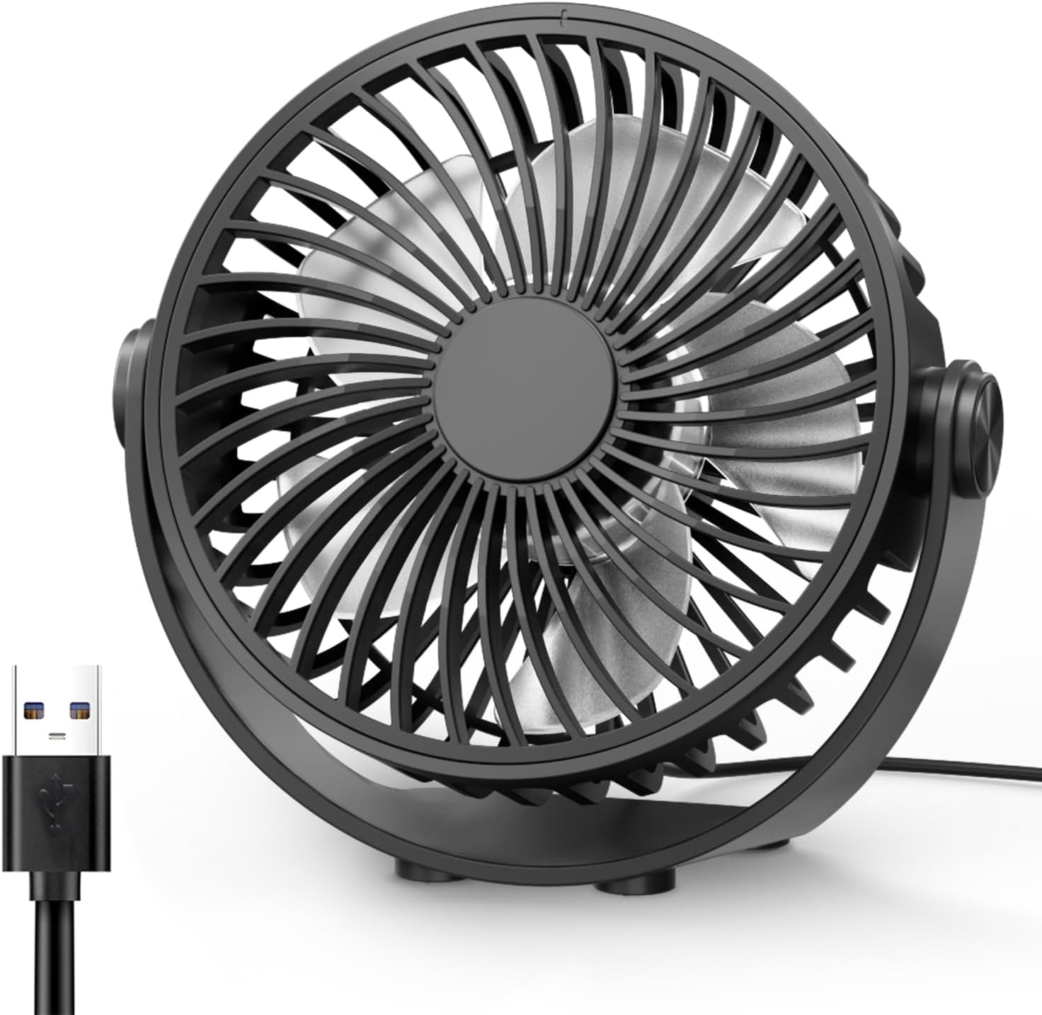 Tripole Desk Fan USB Powered Portable Fans 5 Inch Mini Quiet Fan with 3 Speeds, 360&deg;Rotation Head Small Cooling Fan for Desktop Office Home Travel, Black image number 3