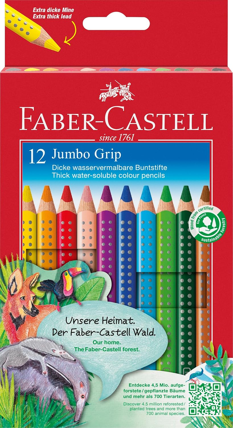 Faber-Castell 110912 Jumbo Grip Coloured Pencil (Pack of 12)