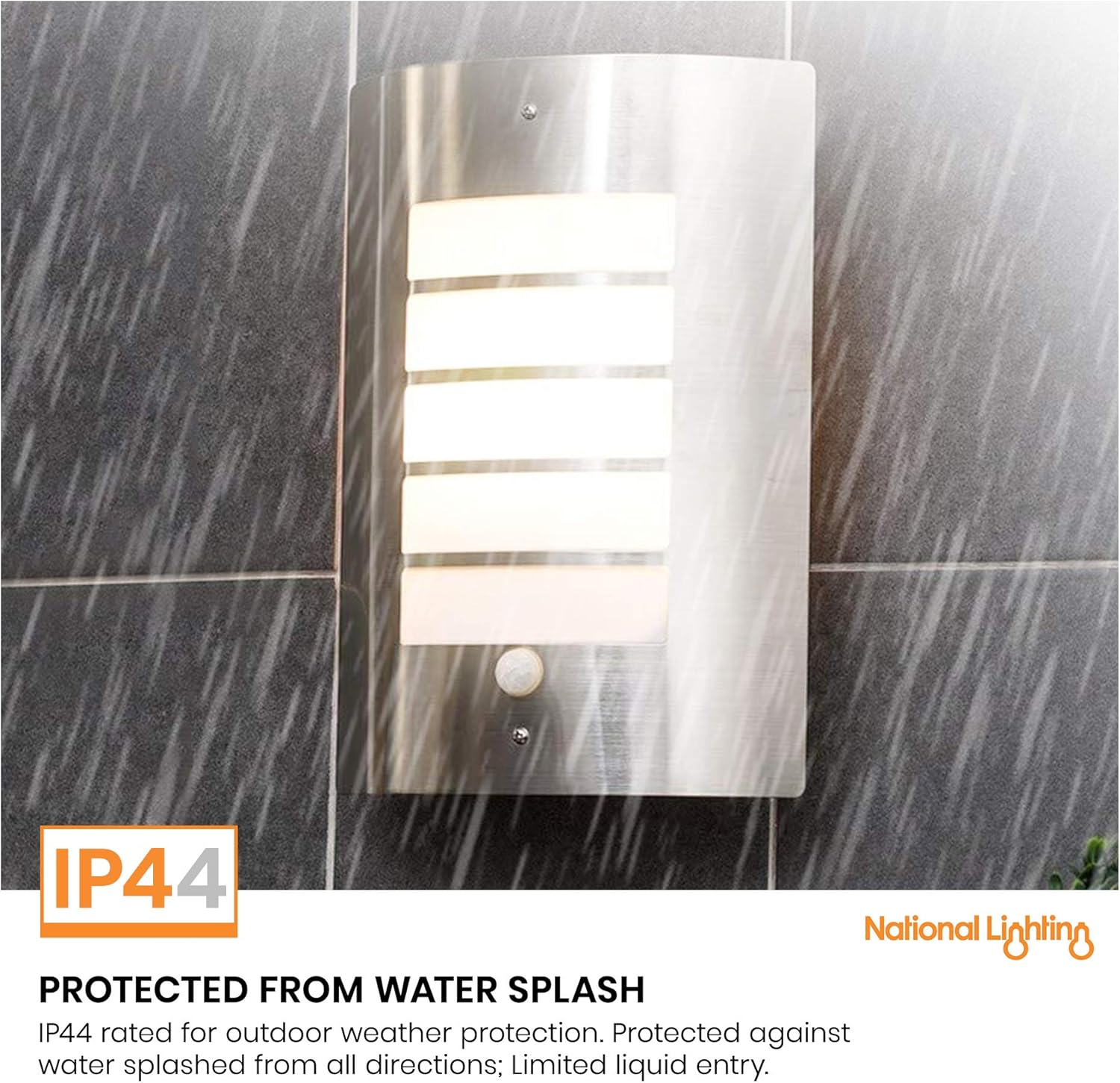 Bianco Stainless Steel and Frosted Opal Lens Curved IP44 Rated PIR Motion Sensor Outdoor Garden Wall Mounted Security Light image number 6