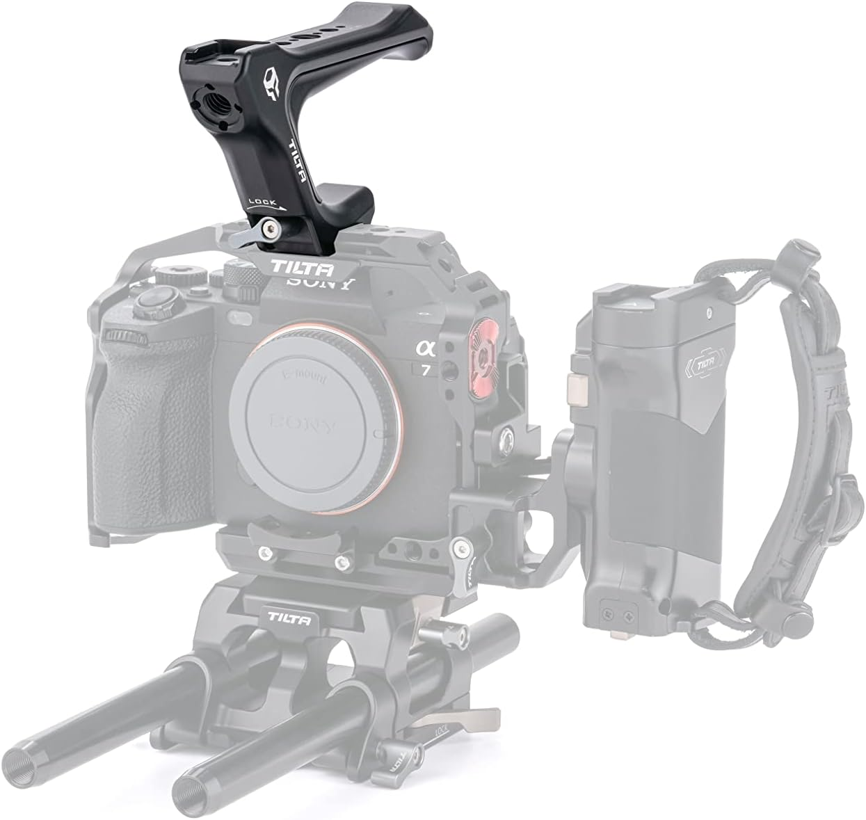 Tilta Compact NATO Top Handle Compatible with Sony A7 IV Full Camera Cage | Secure Cold Shoe Mount | 1/4&rdquo;-20 & 3/8&rdquo;-16 Accessory Points &ndash; Black