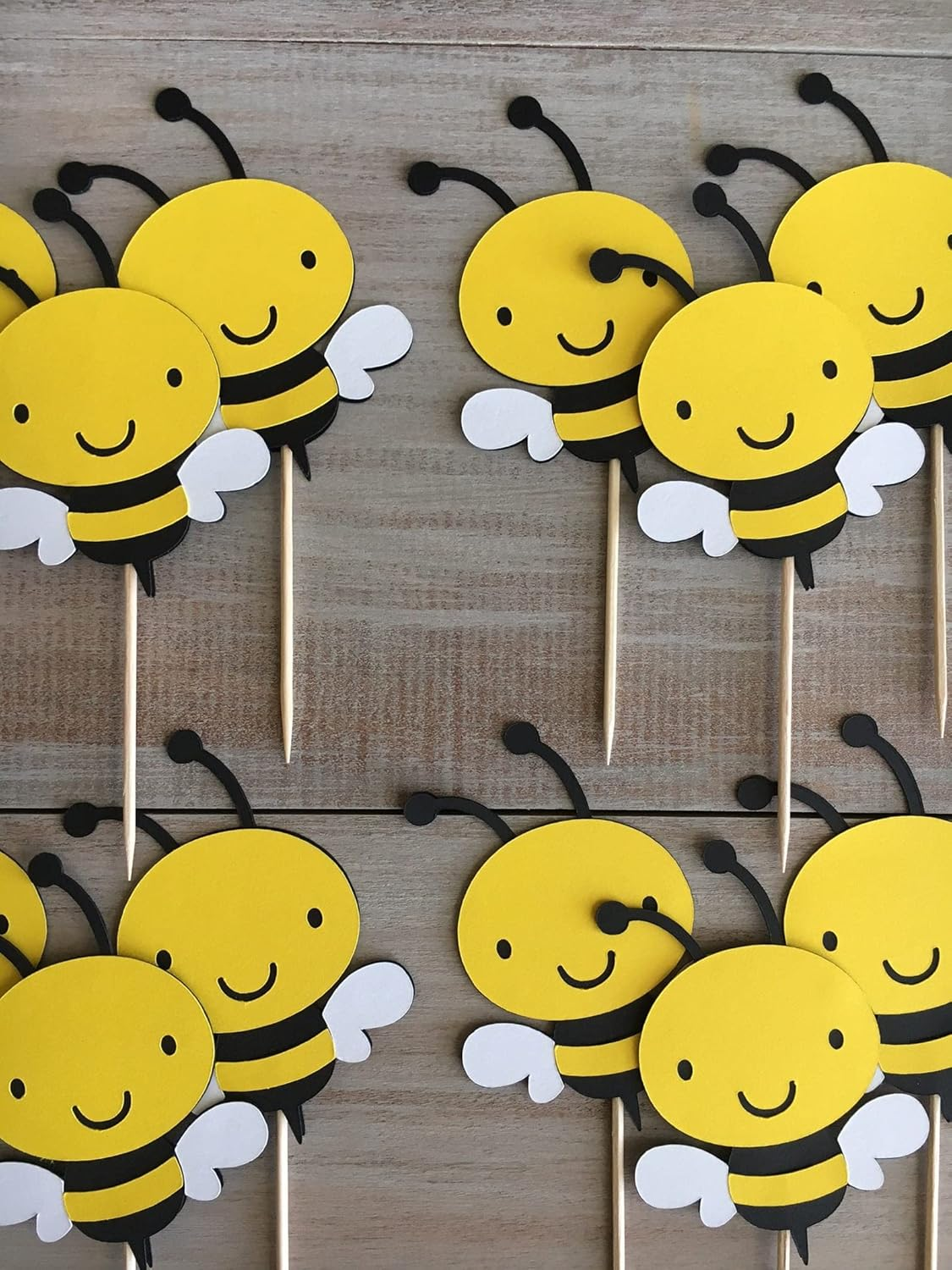 12Pcs Bumble Bee Cupcake Toppers Oh Babee Cupcake Picks Multi Layer Honey Bee Cupcake Picks for Baby Shower Birthday Party Decorations Supplies image number 1