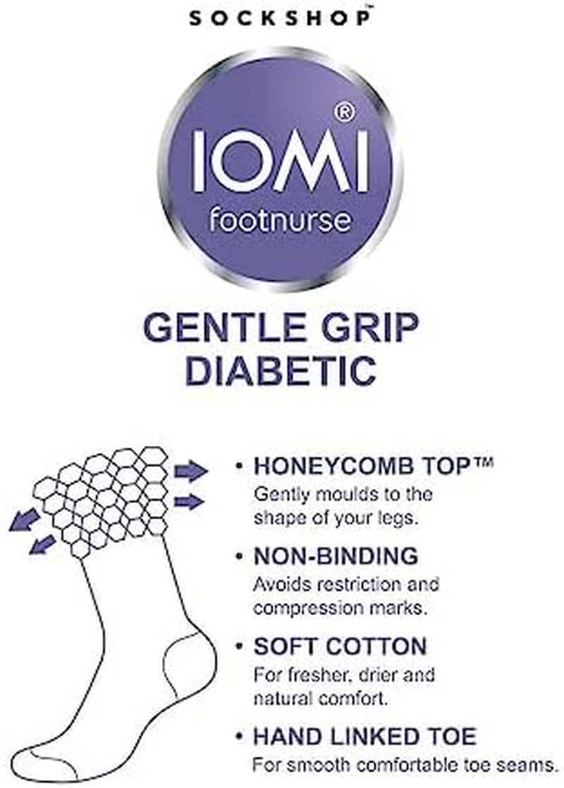 IOMI Footnurse | Sockshop | Ladies&rsquo; Diabetic Cotton Rich Socks | 3 Pairs | Non-Binding Honeycomb Top, Soft & Breathable | UK 4-8 / US 5-9 - Black image number 3
